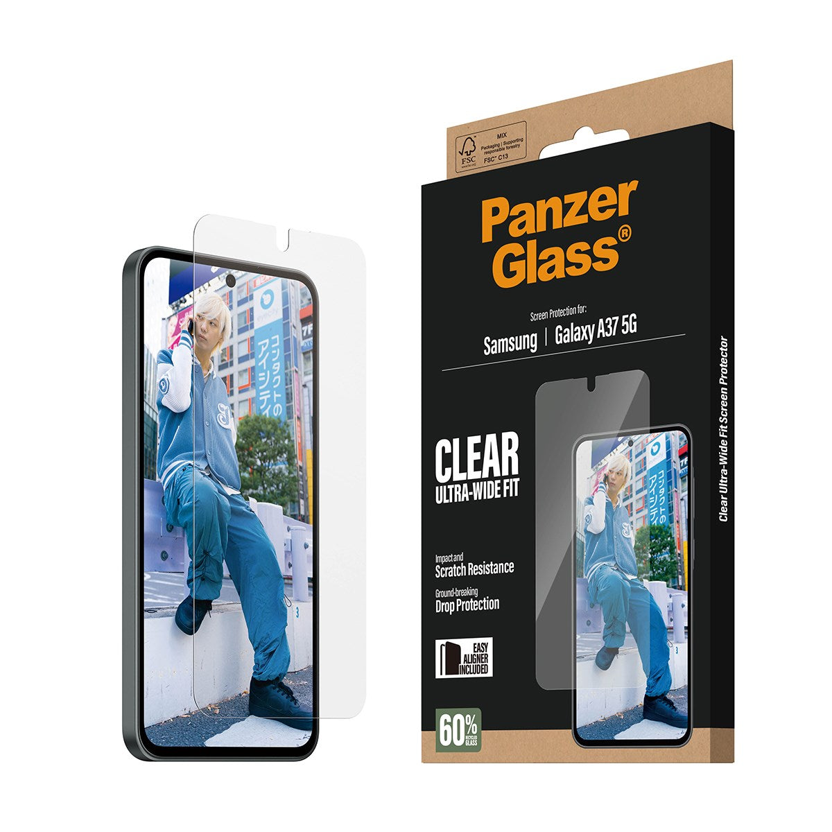 PanzerGlass® Skærmbeskyttelse Samsung Galaxy A37 5G | Ultra-Wide Fit m. EasyAligner