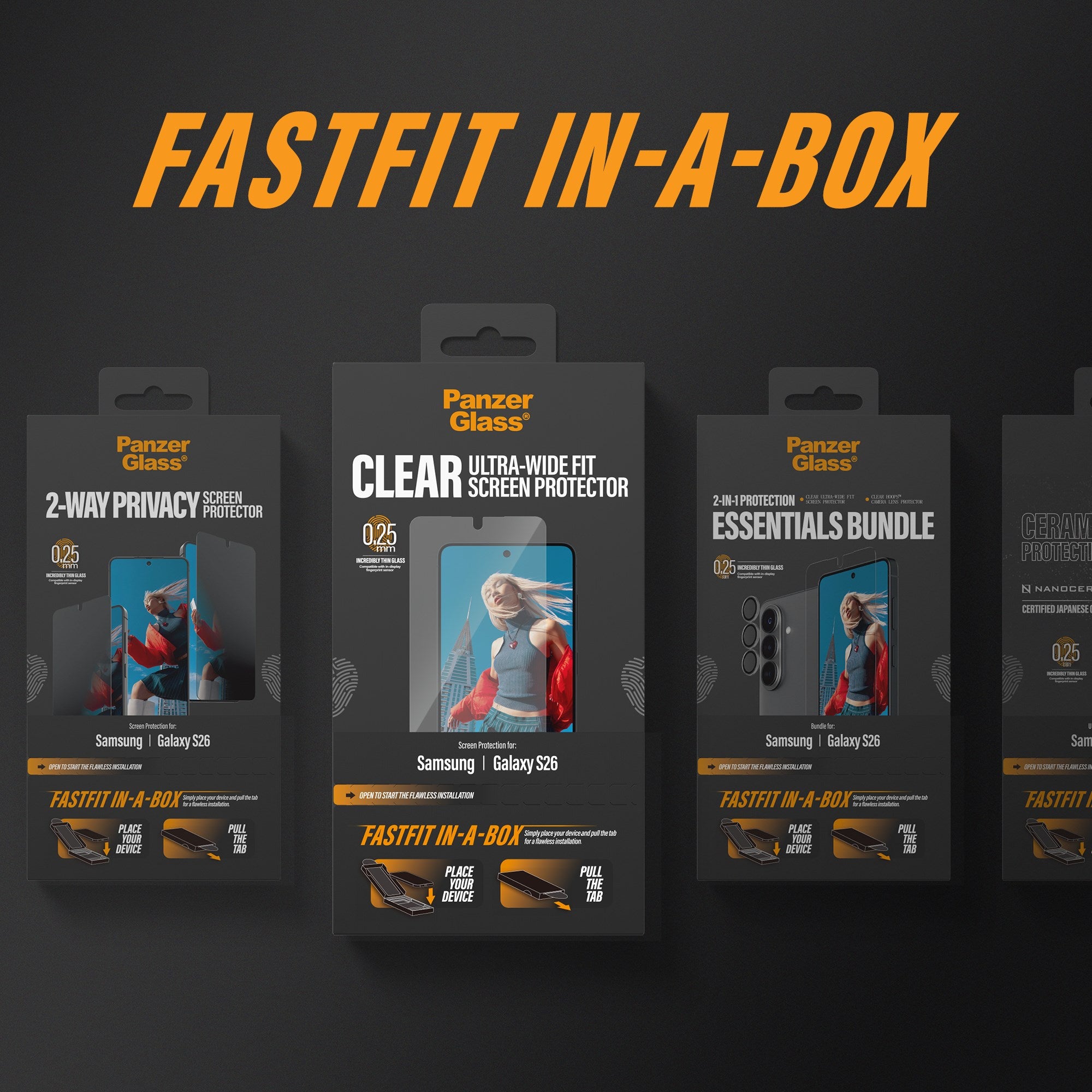 PanzerGlass® Ceramic Skærmbeskyttelse Samsung Galaxy S26 | Ultra-Wide Fit m. FASTFIT IN-A-BOX