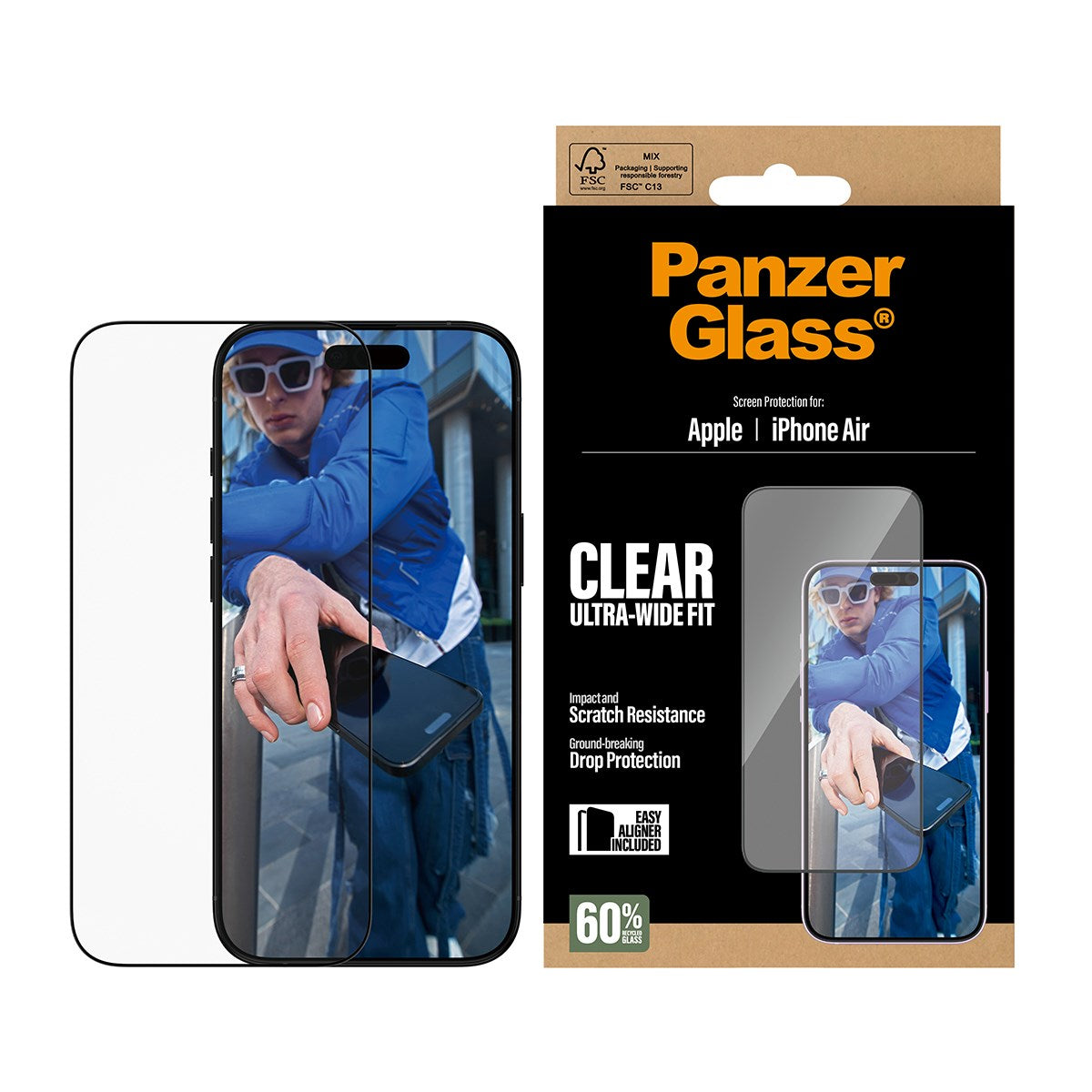 PanzerGlass® Skærmbeskyttelse iPhone Air | Ultra-Wide Fit m. EasyAligner