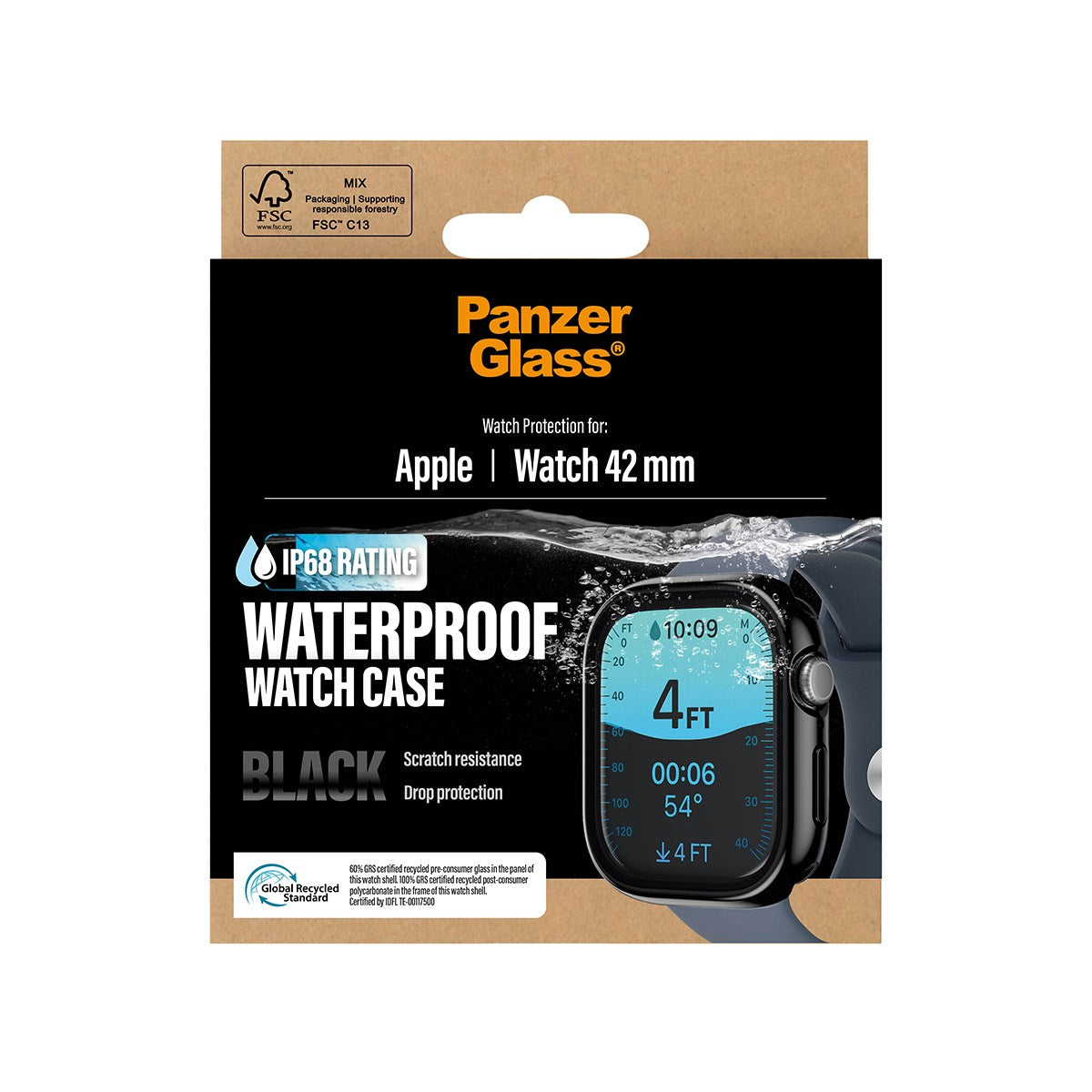 PanzerGlass® Waterproof Full Body Case Sort Apple Watch Series 11 | 10 | 42mm