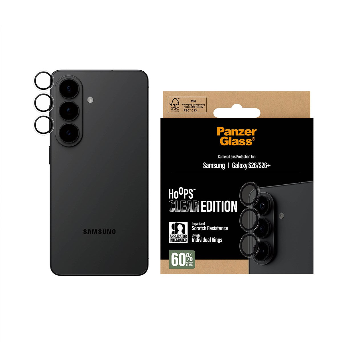 PanzerGlass® Hoops® Kameralinsebeskytter Transparent Samsung Galaxy S26 | S26+
