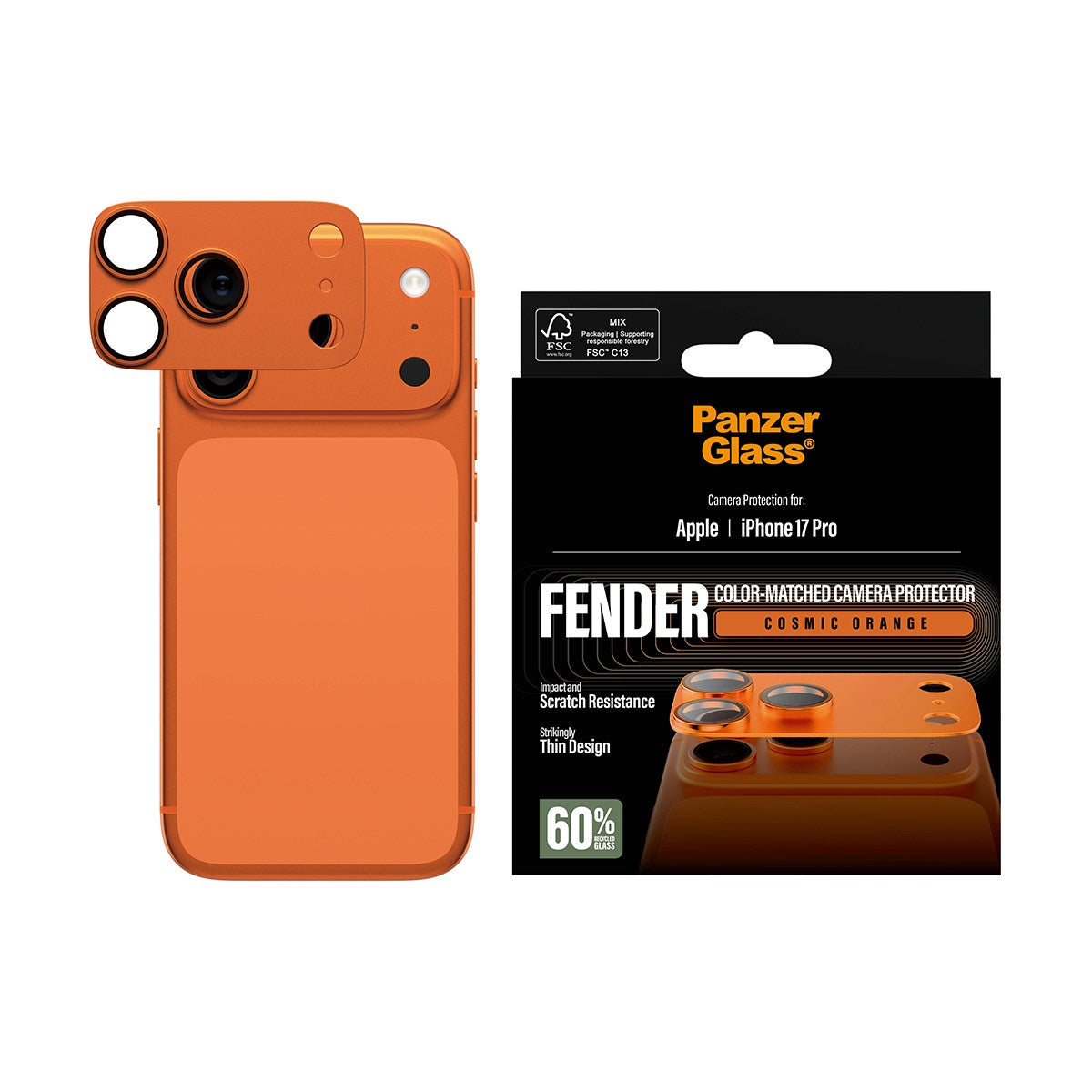 PanzerGlass® Fender Kamerabeskytter Kosmisk Orange iPhone 17 Pro