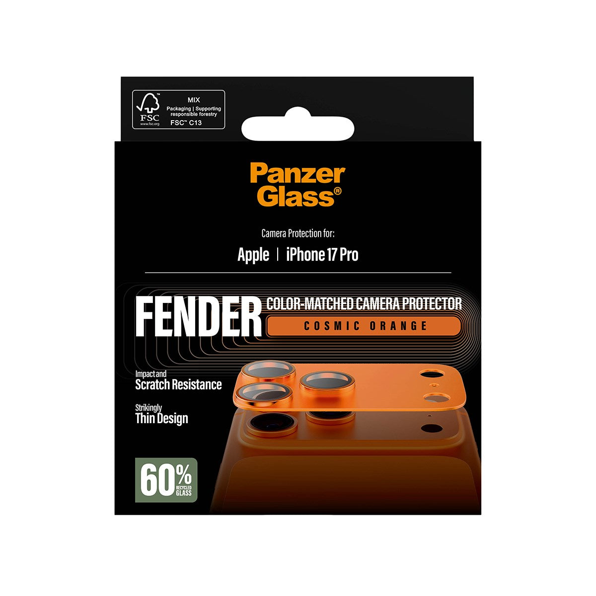 PanzerGlass® Fender Kamerabeskytter Kosmisk Orange iPhone 17 Pro