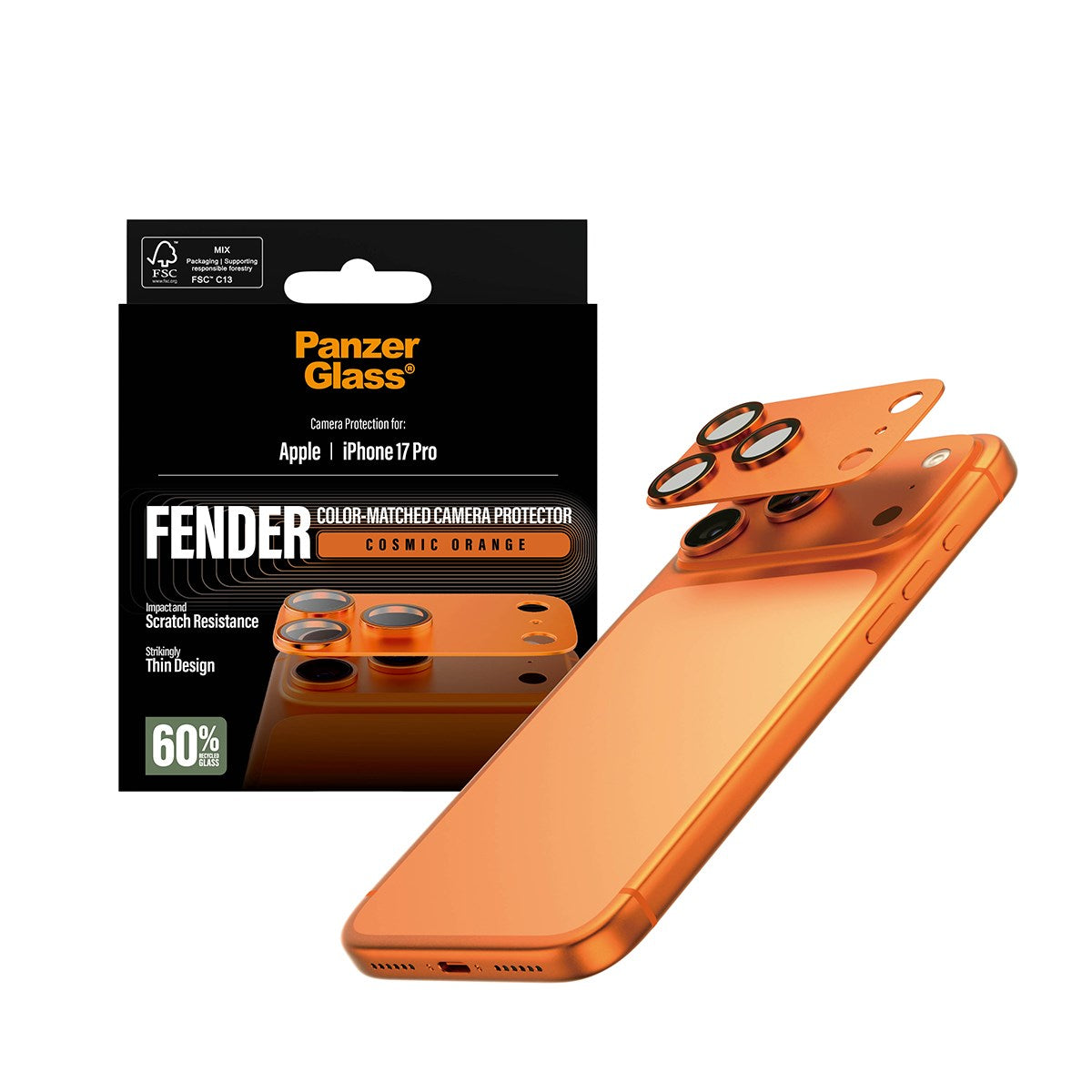 PanzerGlass® Fender Kamerabeskytter Kosmisk Orange iPhone 17 Pro