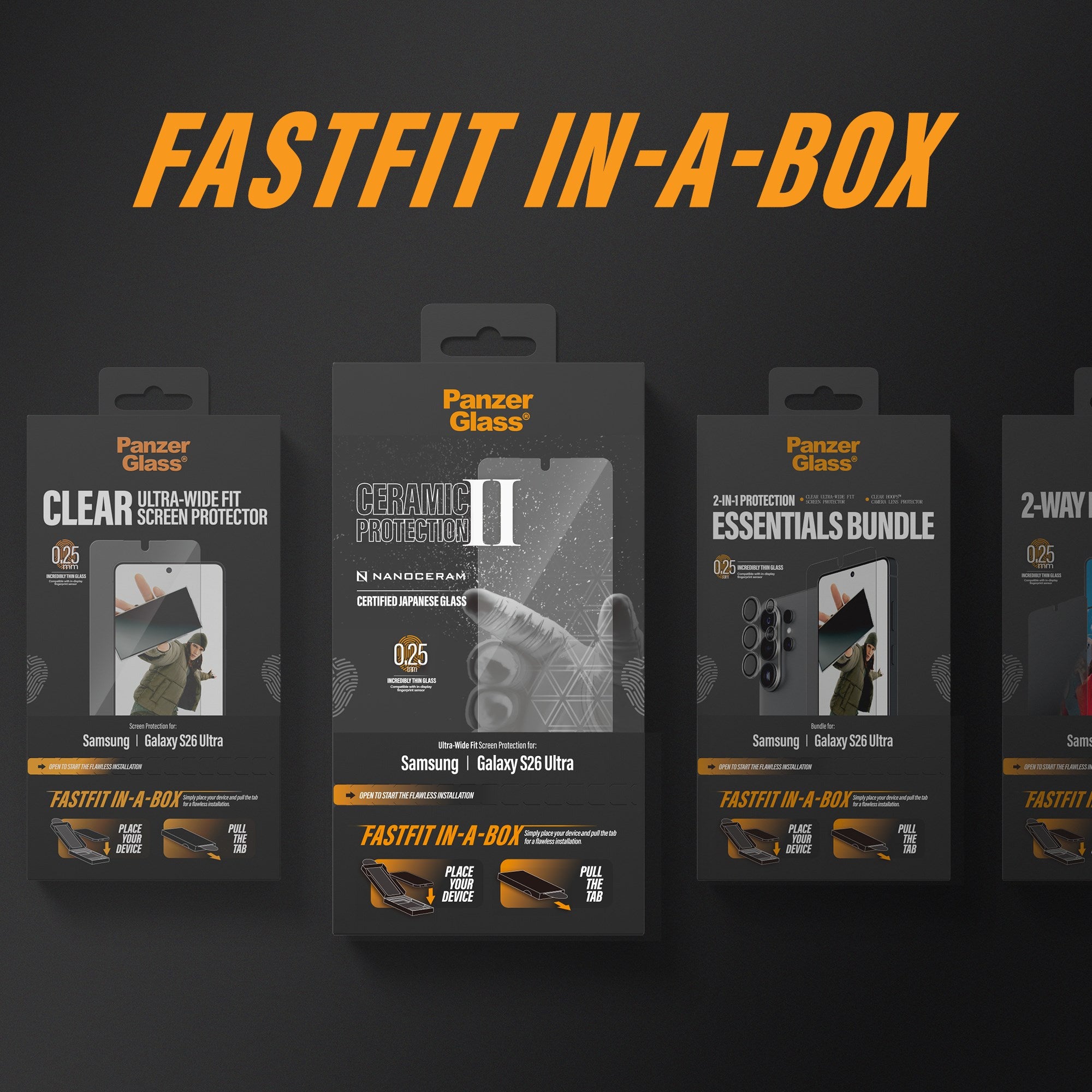 PanzerGlass® 2-Way Privacy Skærmbeskyttelse Samsung Galaxy S26 Ultra | Ultra-Wide Fit m. FASTFIT IN-A-BOX