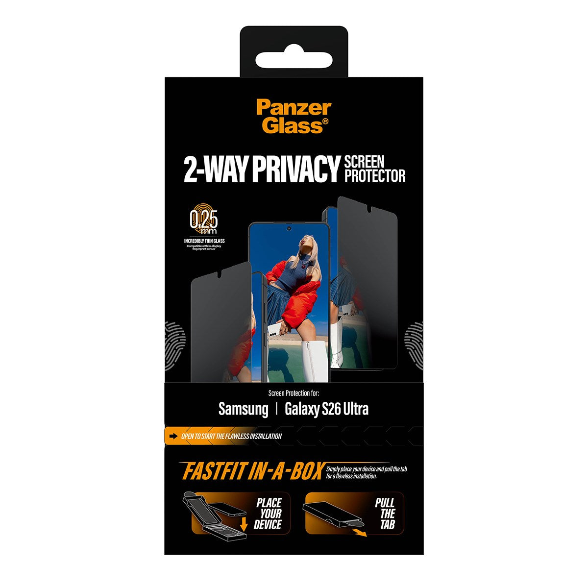 PanzerGlass® 2-Way Privacy Skærmbeskyttelse Samsung Galaxy S26 Ultra | Ultra-Wide Fit m. FASTFIT IN-A-BOX