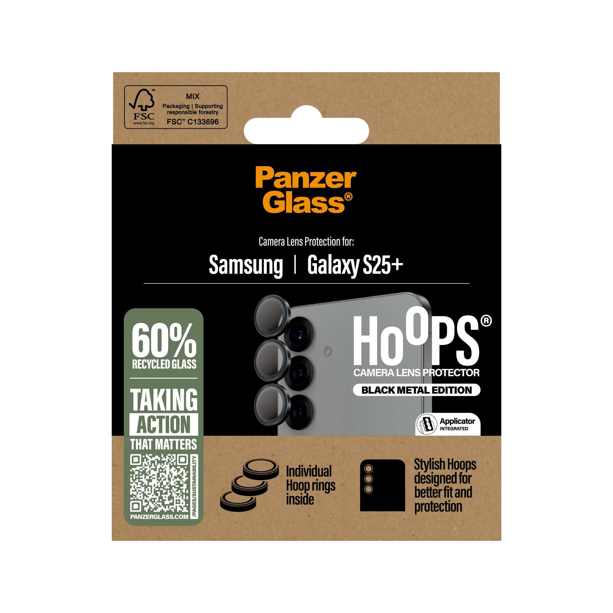 PanzerGlass® Hoops® Kameralinsebeskytter Sort Samsung Galaxy S25+