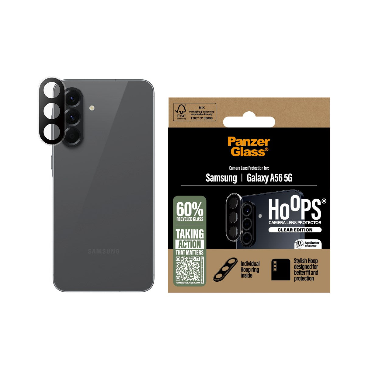 PanzerGlass® Hoops® Kameralinsebeskytter Transparent Samsung Galaxy A56 5G