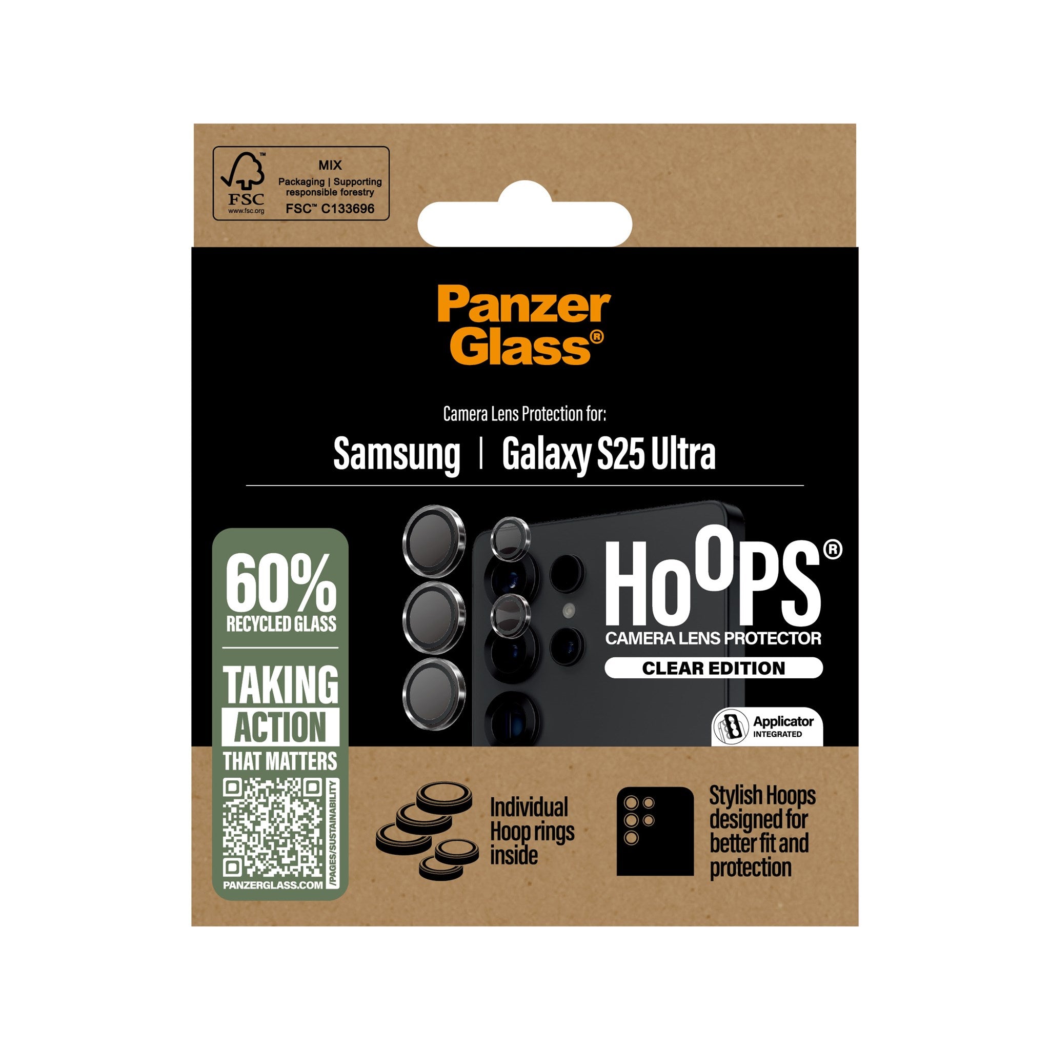 PanzerGlass® Hoops® Kameralinsebeskytter Transparent Samsung Galaxy S25 Ultra