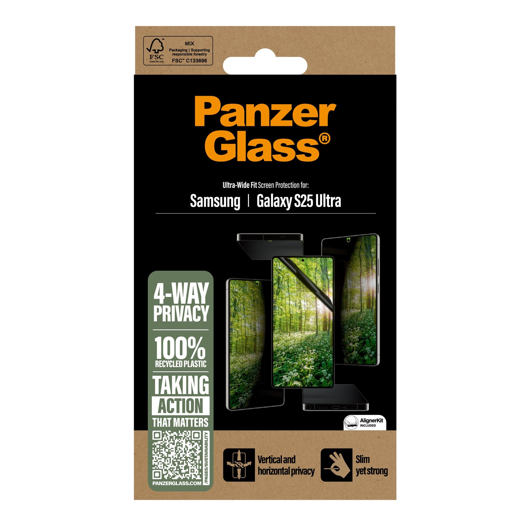 PanzerGlass® ECO MATRIX 4-way Privacy Skærmbeskyttelse Samsung Galaxy S25 Ultra | Ultra-wide Fit