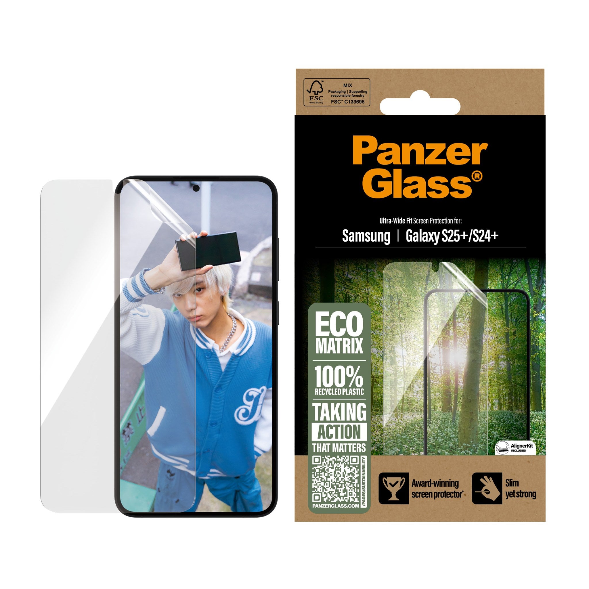 PanzerGlass® ECO MATRIX Skærmbeskyttelse Samsung Galaxy S25+ | S24+ | Ultra-Wide Fit