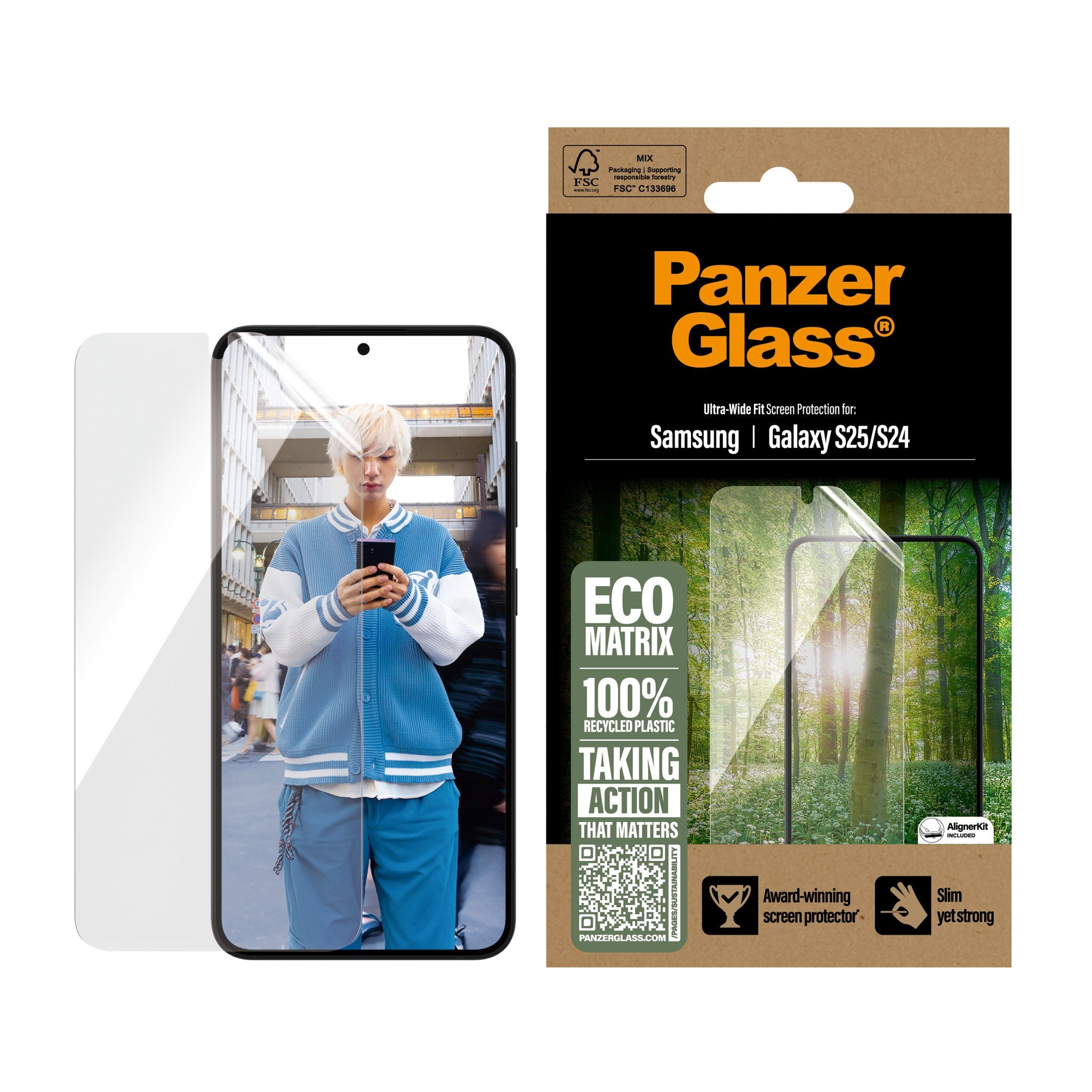 PanzerGlass® ECO MATRIX Skærmbeskyttelse Samsung Galaxy S25 | S24 | Ultra-Wide Fit