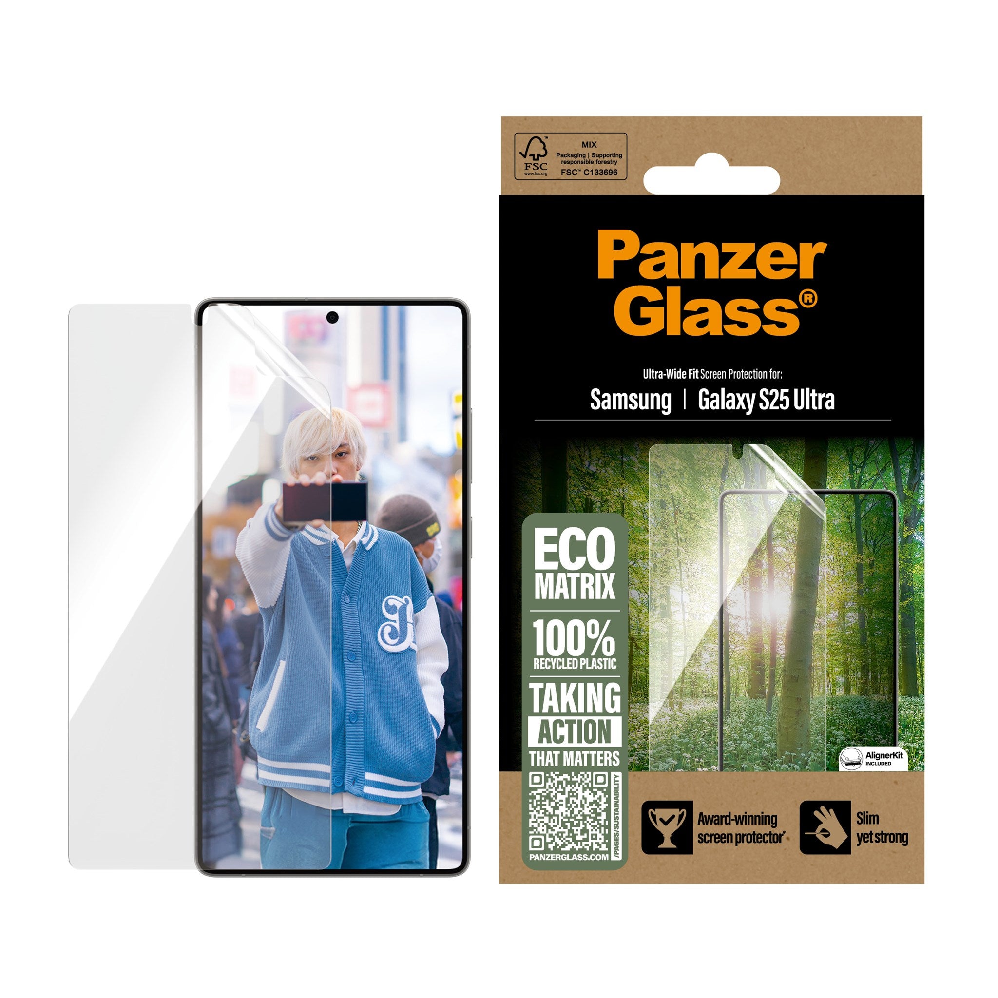 PanzerGlass® ECO MATRIX Skærmbeskyttelse Samsung Galaxy S25 Ultra | Ultra-Wide Fit