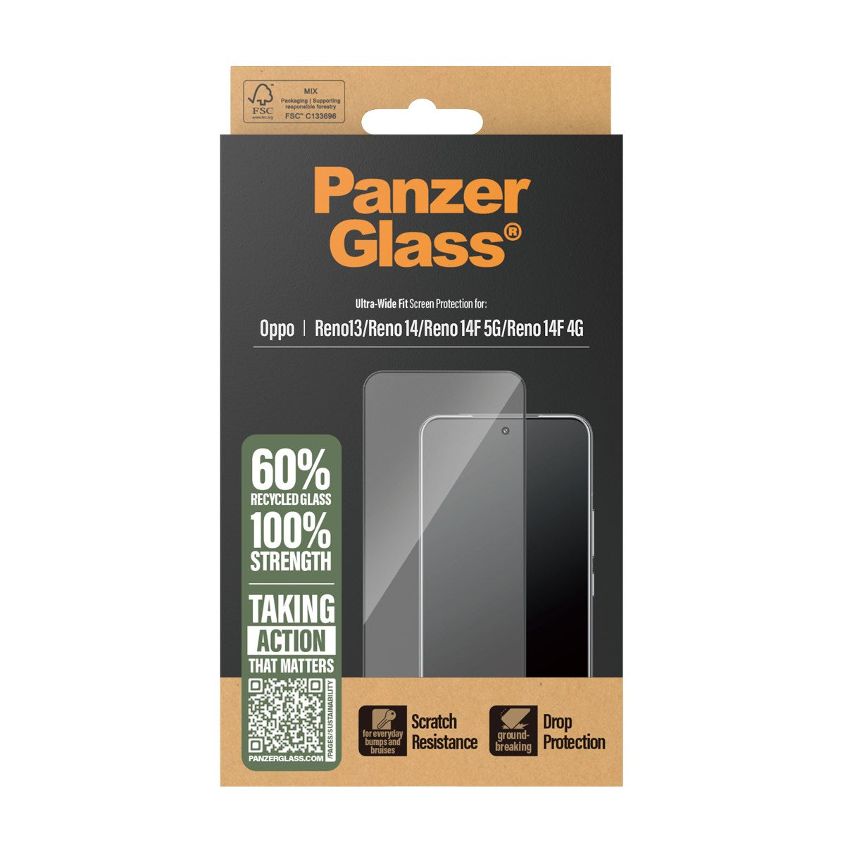 PanzerGlass® Skærmbeskyttelse OPPO Reno 13 | 14 | 14F 5G | 14F 4G | Ultra-Wide Fit