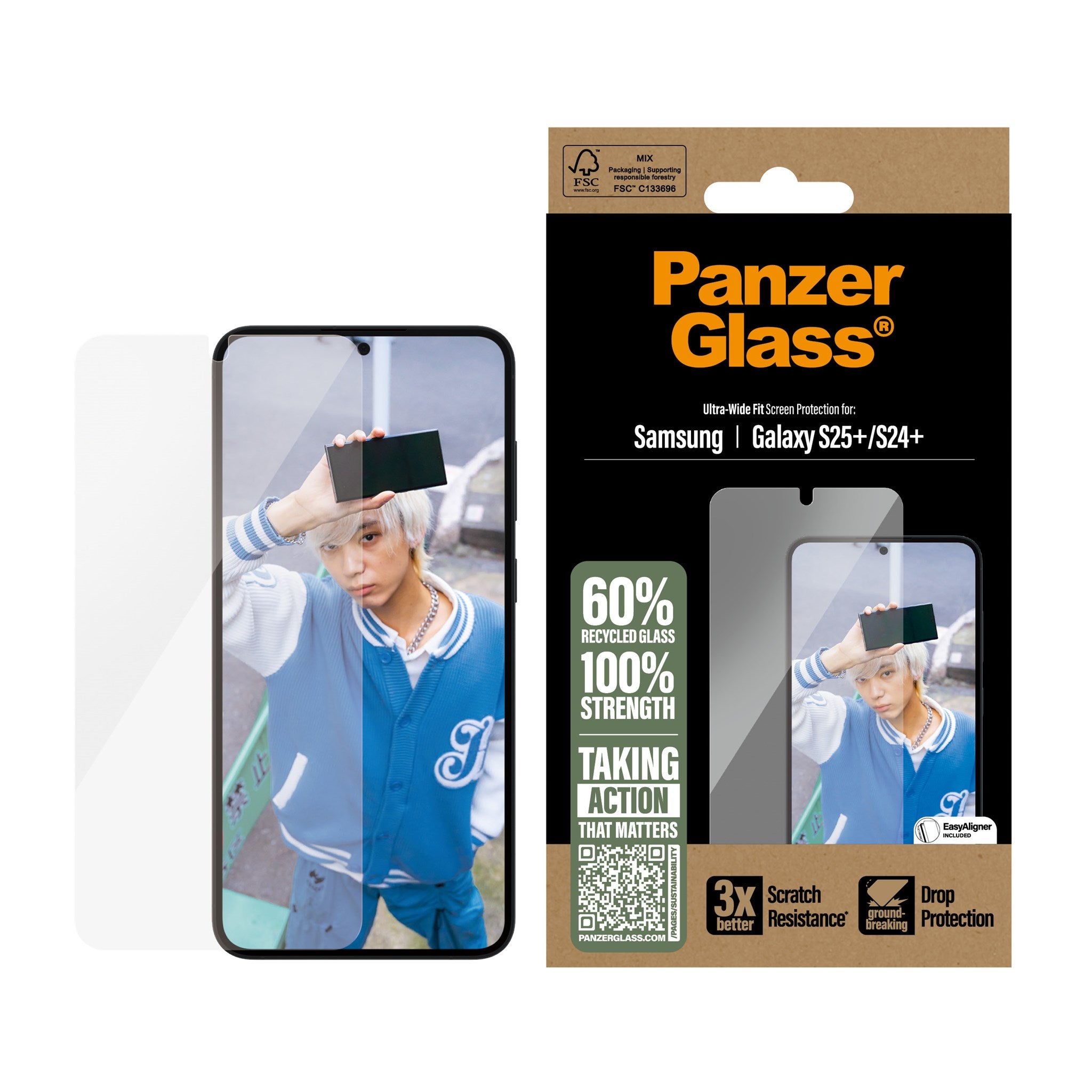 PanzerGlass® Skærmbeskyttelse Samsung Galaxy S25+ | S24+ | Ultra-Wide Fit