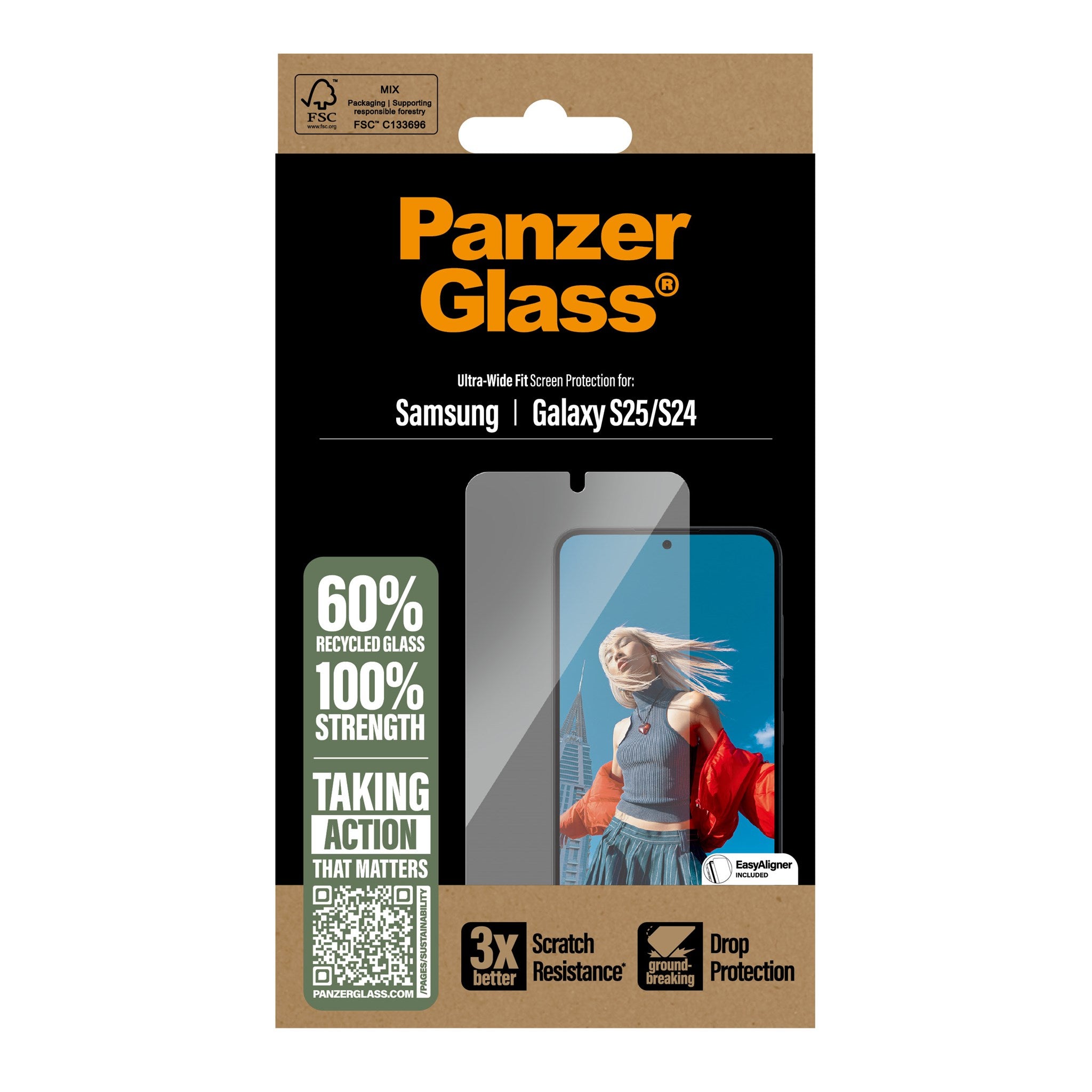 PanzerGlass® Skærmbeskyttelse Samsung Galaxy S25 | S24 | Ultra-Wide Fit