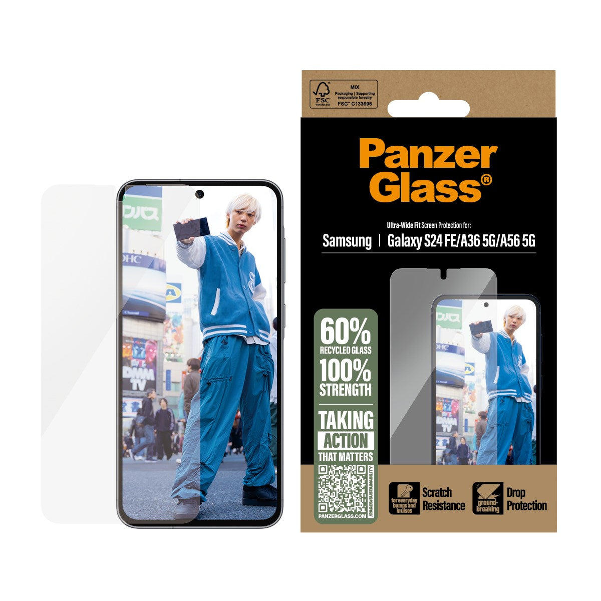 PanzerGlass® Skærmbeskyttelse Samsung Galaxy S24 FE | A36 5G | A56 5G | Ultra-Wide Fit