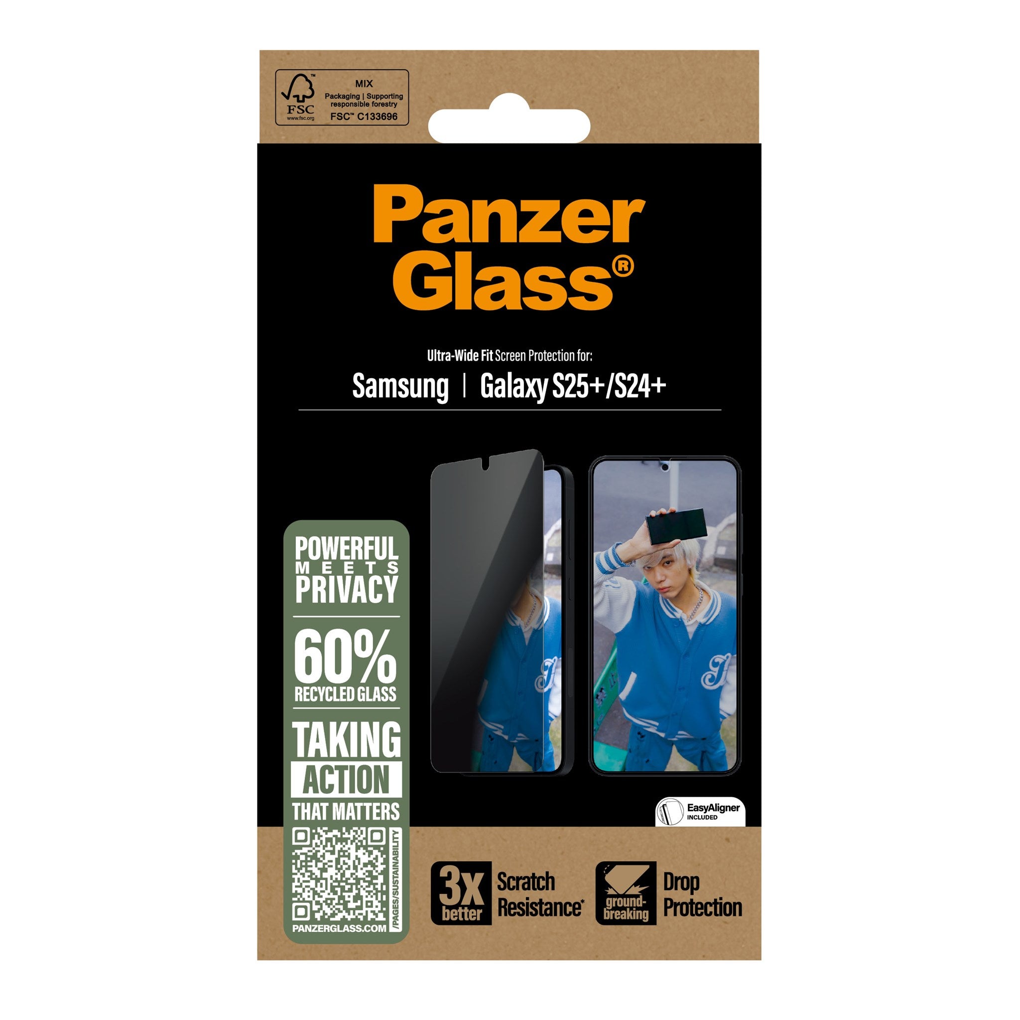 PanzerGlass® Privacy Skærmbeskyttelse Samsung Galaxy S25+ | S24+ | Ultra-Wide Fit