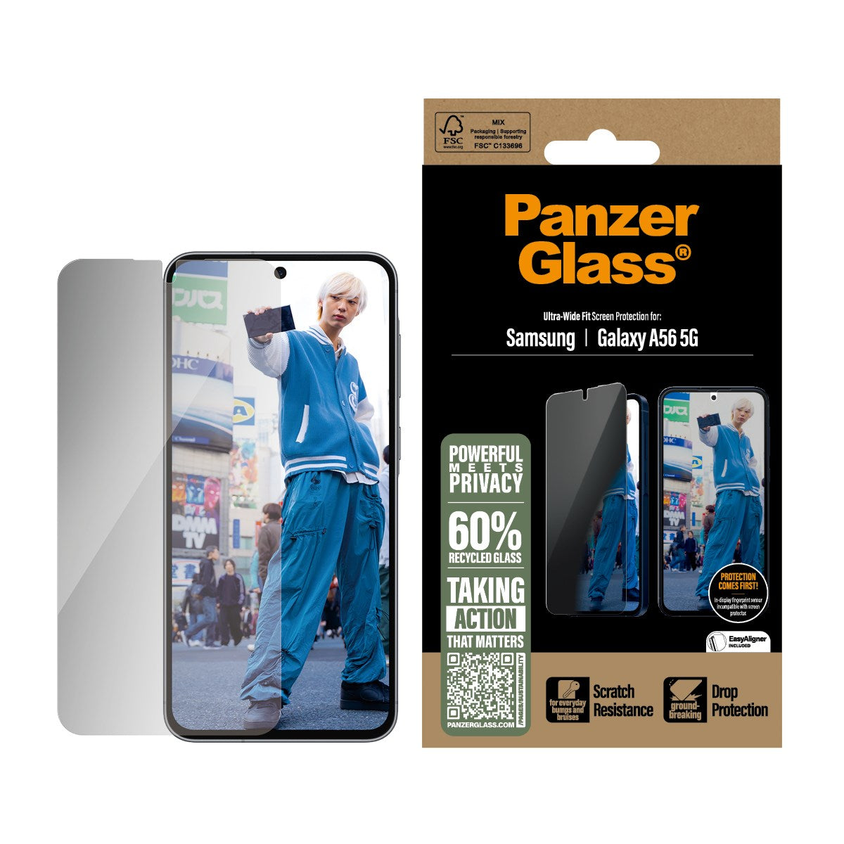 PanzerGlass® Privacy Skærmbeskyttelse Samsung Galaxy A56 5G | Ultra-Wide Fit