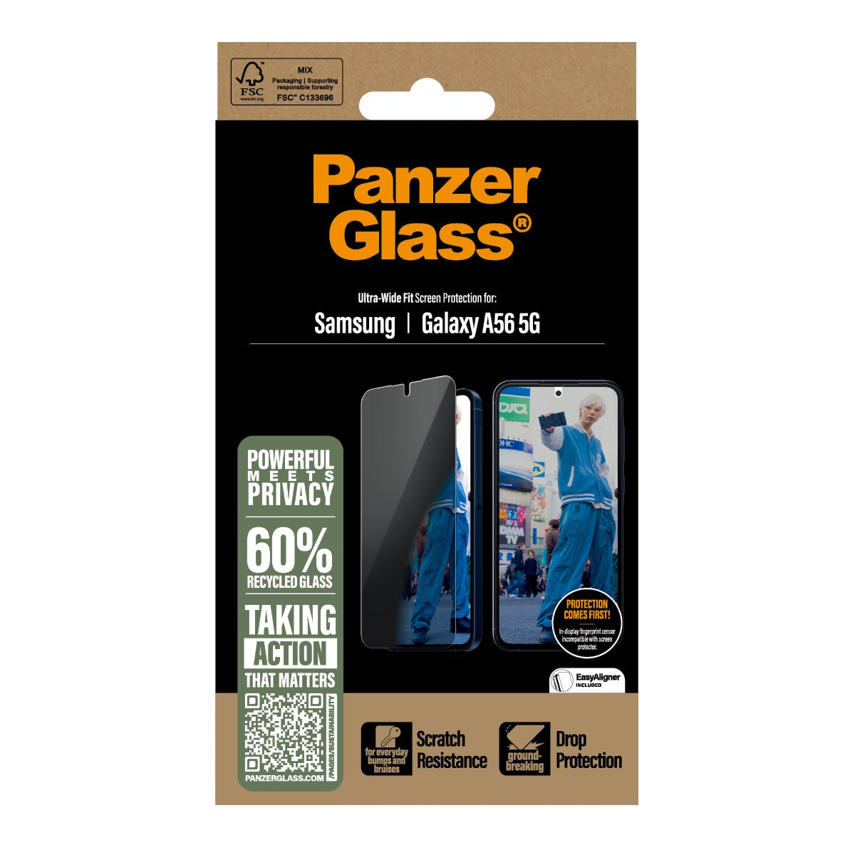 PanzerGlass® Privacy Skærmbeskyttelse Samsung Galaxy A56 5G | Ultra-Wide Fit