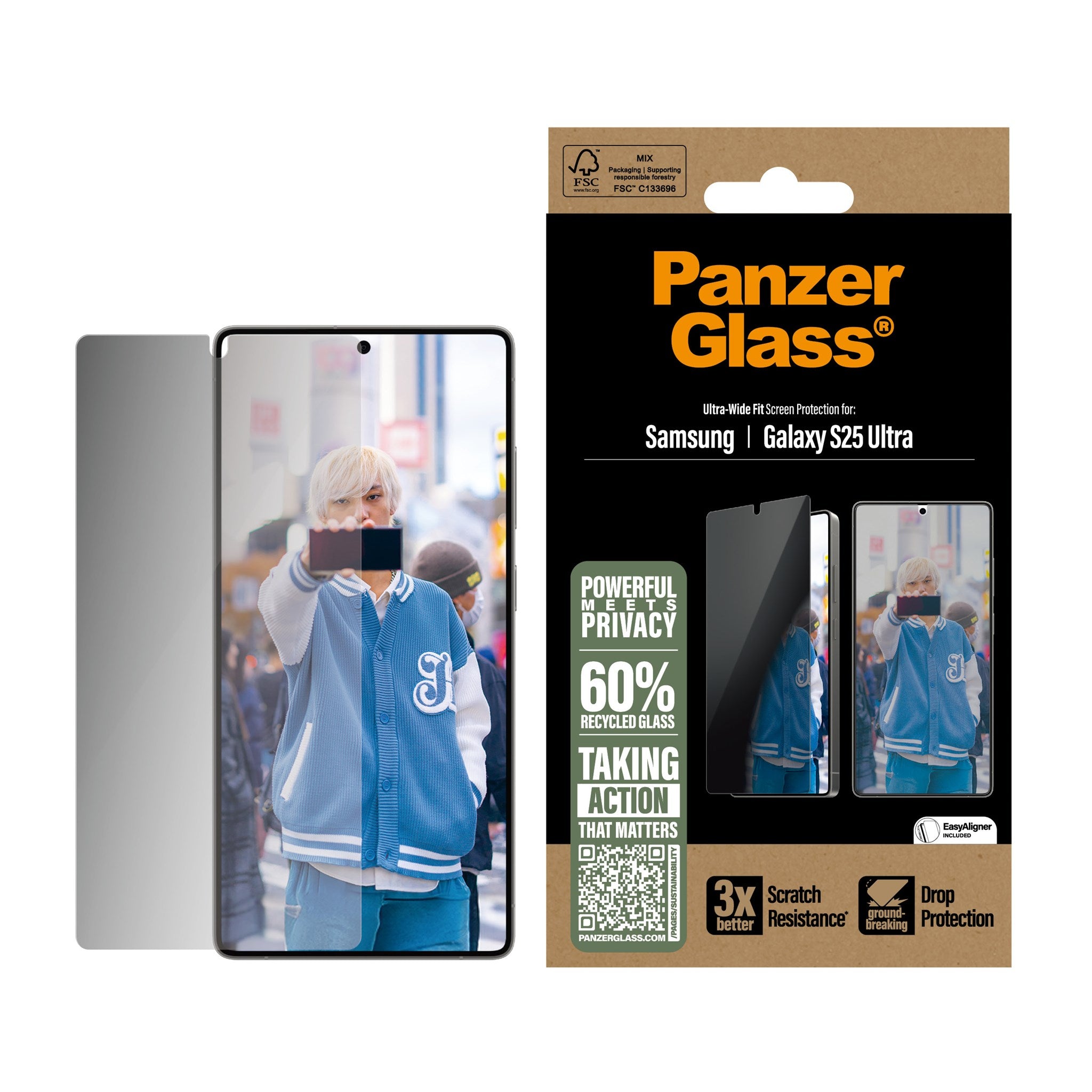 PanzerGlass® Privacy Skærmbeskyttelse Samsung Galaxy S25 Ultra | Ultra-Wide Fit