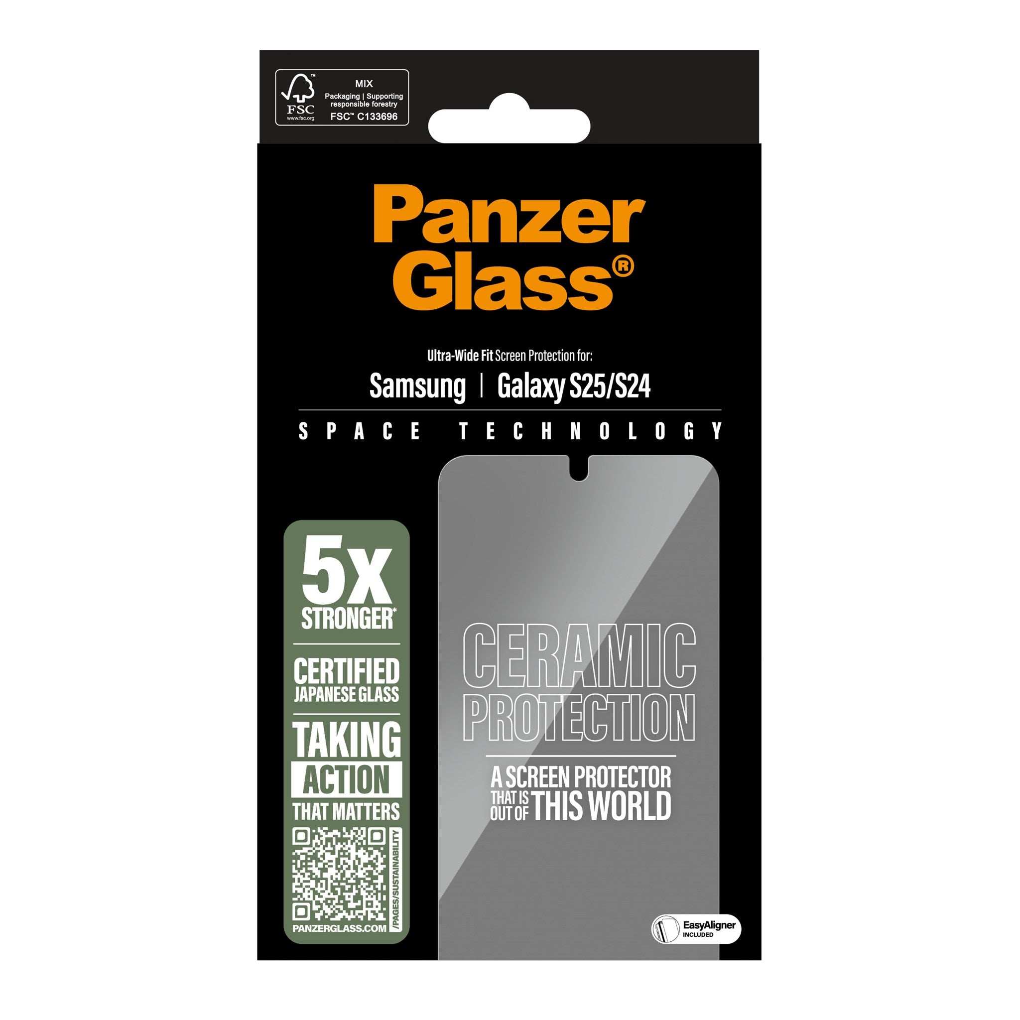 PanzerGlass® Ceramic Skærmbeskyttelse Samsung Galaxy S25 | S24 | Ultra-Wide Fit m. EasyAligner