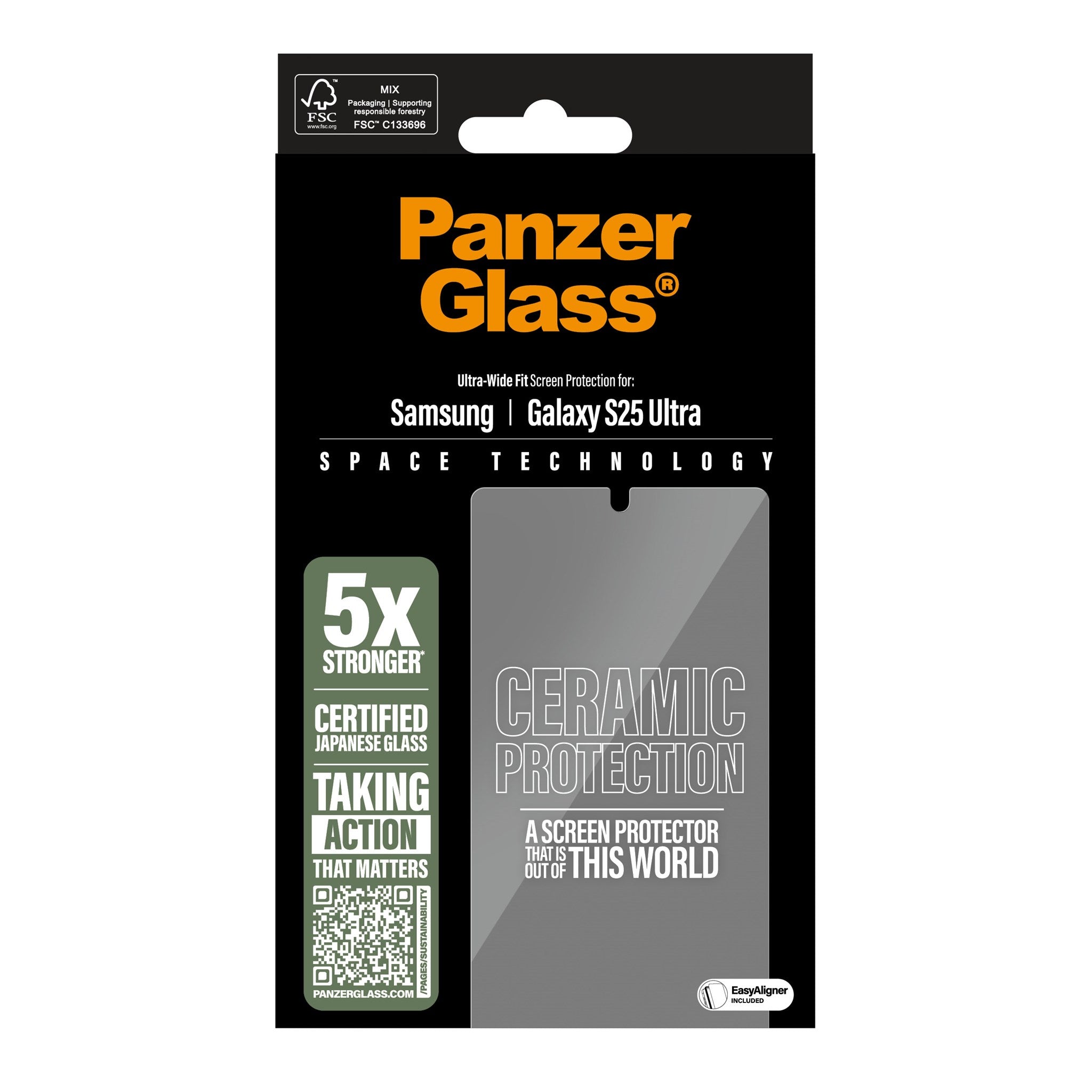 PanzerGlass® Ceramic Skærmbeskyttelse Samsung Galaxy S25 Ultra | Ultra-Wide Fit m. EasyAligner