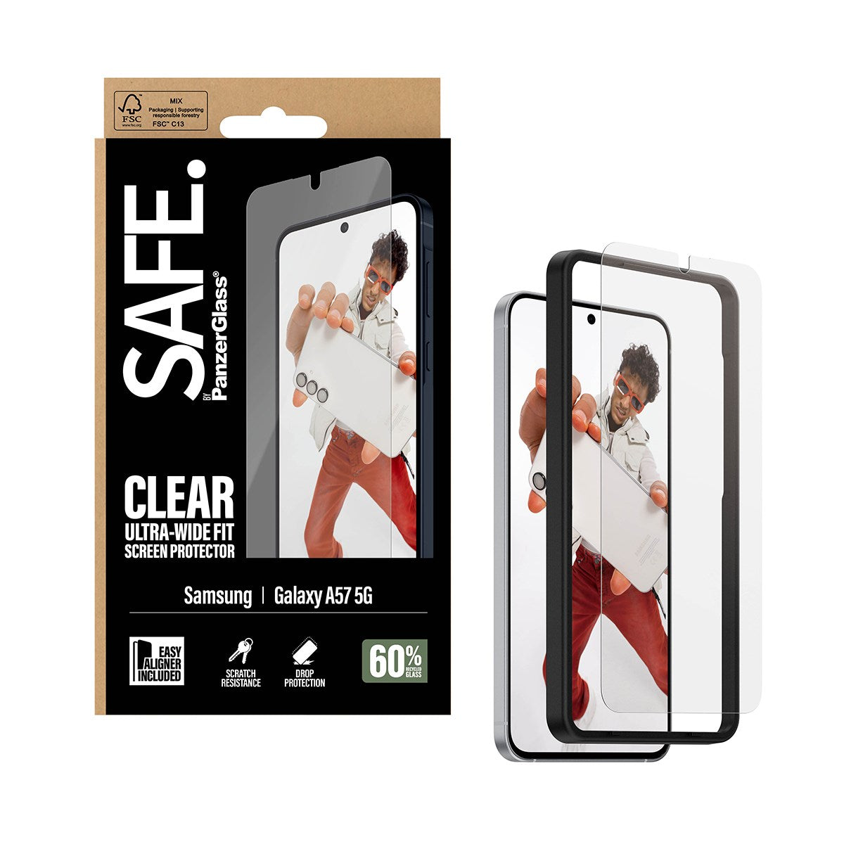SAFE. by PanzerGlass® Skærmbeskyttelse Samsung Galaxy A57 5G | Ultra-Wide Fit m. EasyAligner