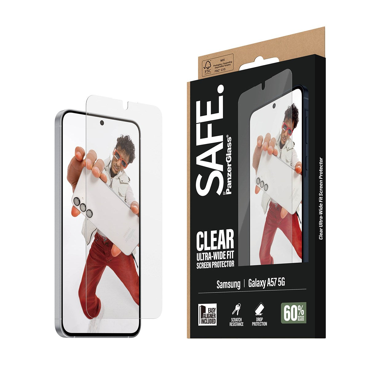 SAFE. by PanzerGlass® Skærmbeskyttelse Samsung Galaxy A57 5G | Ultra-Wide Fit m. EasyAligner