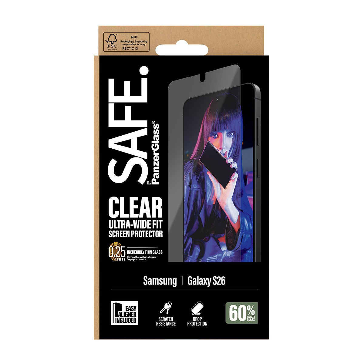 SAFE. by PanzerGlass® Skærmbeskyttelse Samsung Galaxy S26 | Ultra-Wide Fit m. EasyAligner