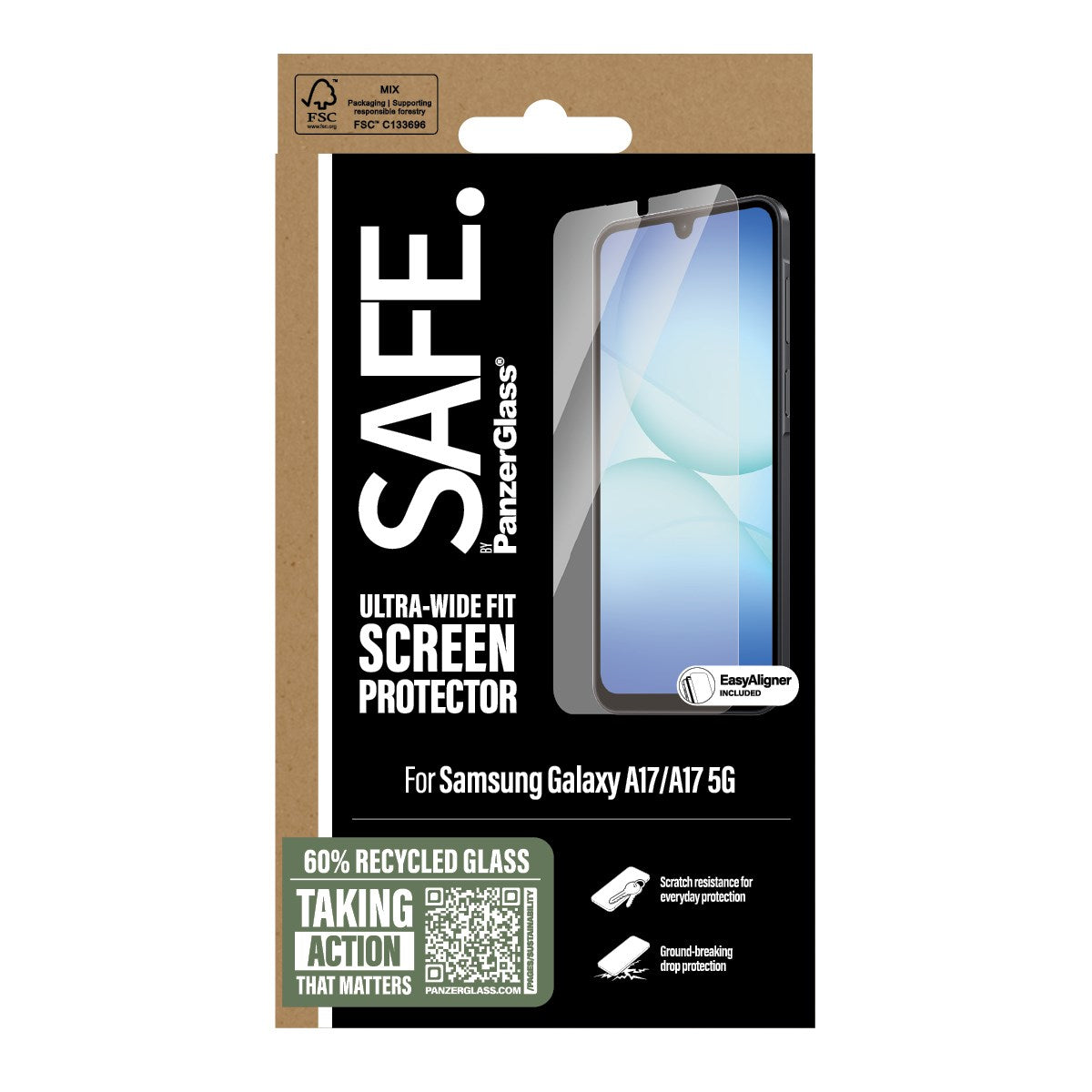 SAFE. by PanzerGlass® Skærmbeskyttelse Samsung Galaxy A17 | A17 5G | Ultra-Wide Fit m. EasyAligner