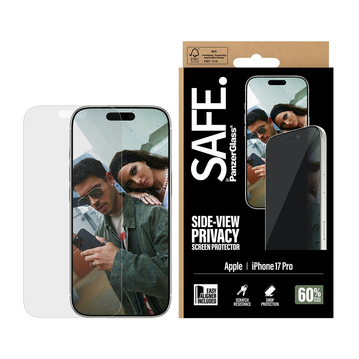 SAFE. by PanzerGlass® Privacy Skærmbeskyttelse iPhone 17 Pro | Ultra-Wide Fit m. EasyAligner
