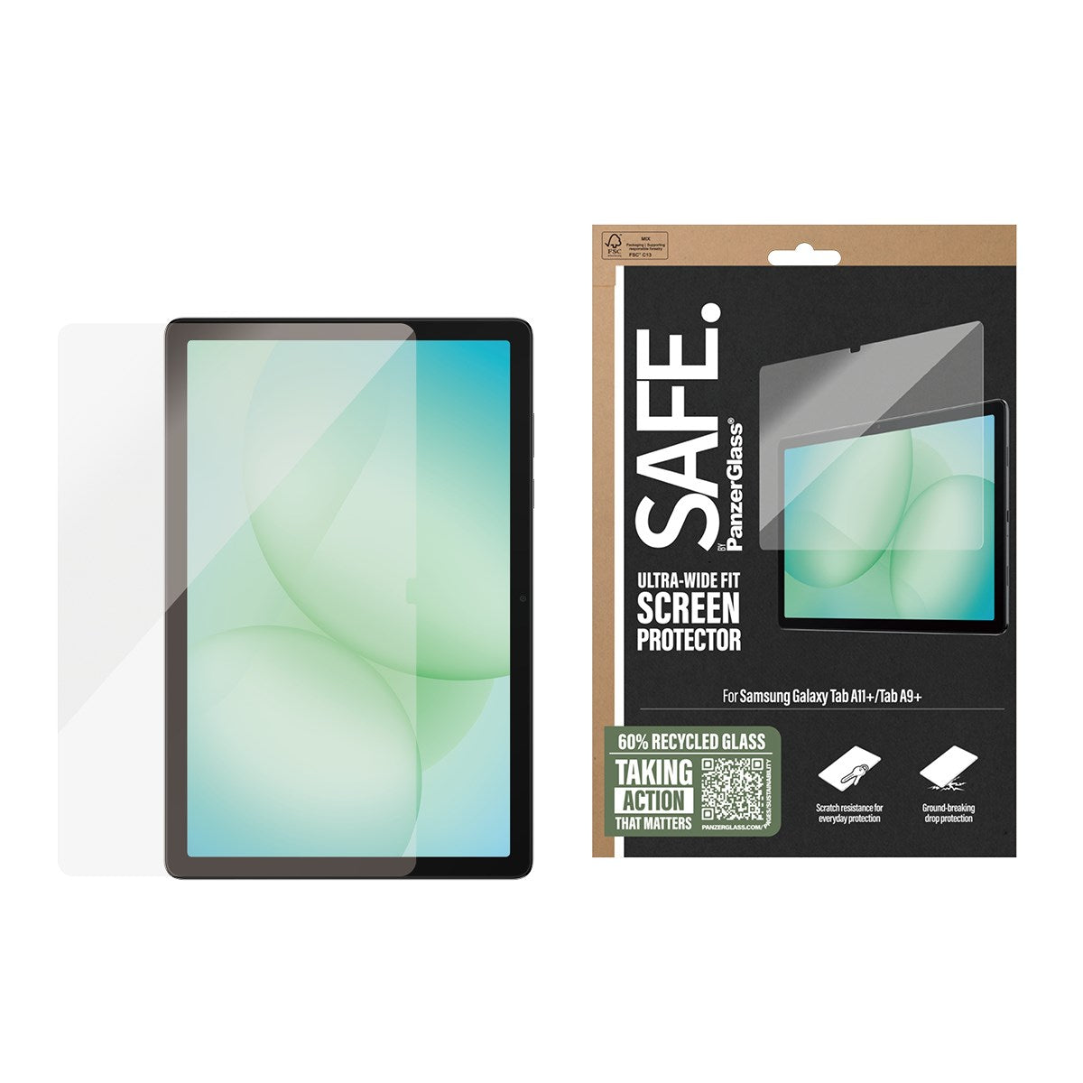 SAFE. by PanzerGlass® Skærmbeskyttelse Samsung Galaxy Tab A11+ | Tab A9+ | Ultra-Wide Fit