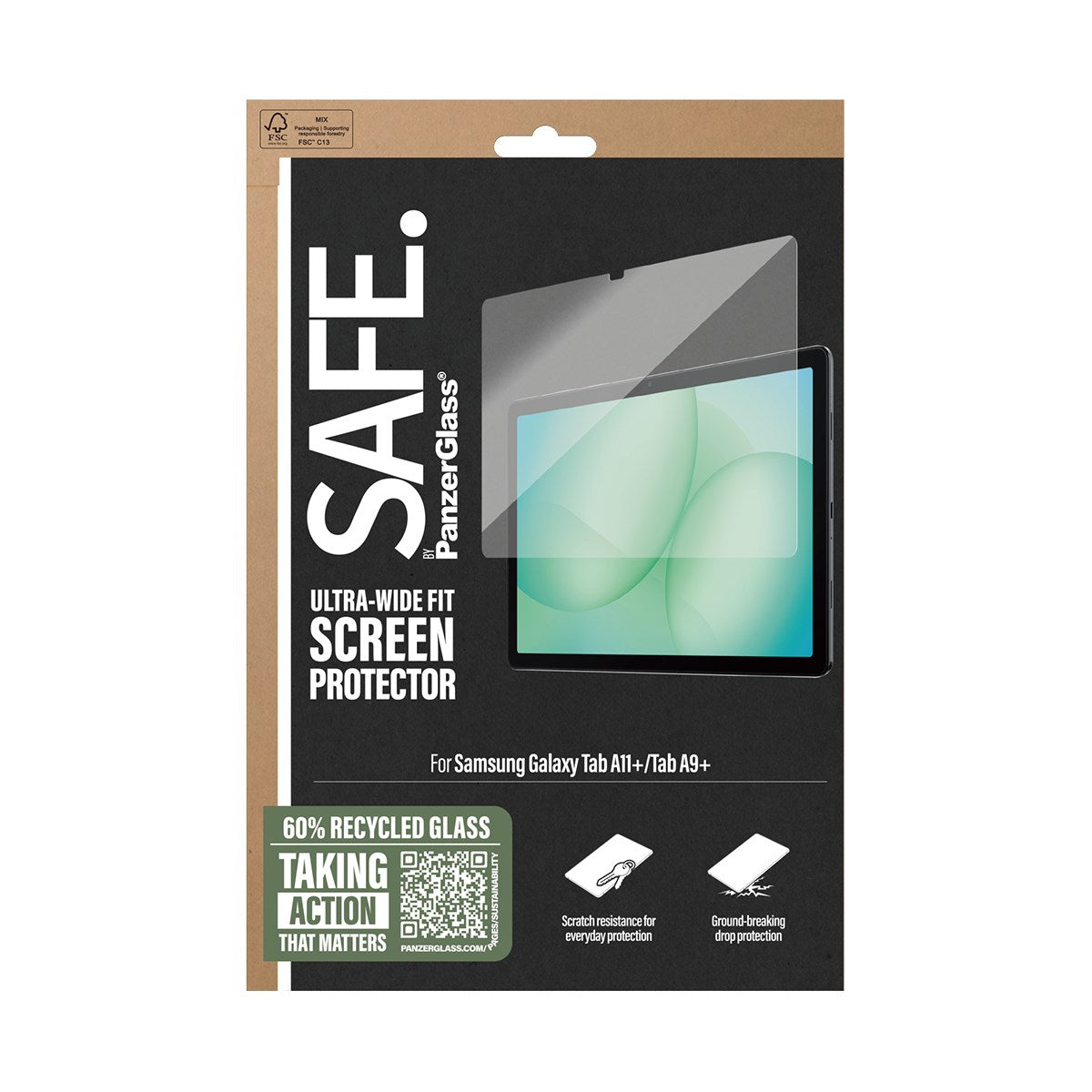 SAFE. by PanzerGlass® Skærmbeskyttelse Samsung Galaxy Tab A11+ | Tab A9+ | Ultra-Wide Fit