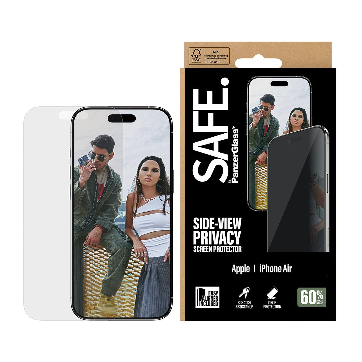 SAFE. by PanzerGlass® Privacy Skærmbeskyttelse iPhone Air | Ultra-Wide Fit m. EasyAligner