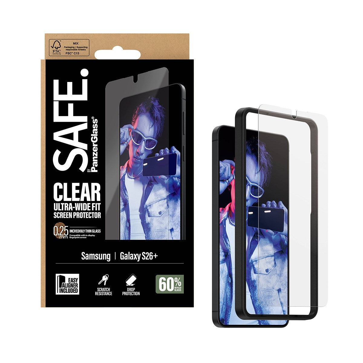 SAFE. by PanzerGlass® Skærmbeskyttelse Samsung Galaxy S26+ | Ultra-Wide Fit m. EasyAligner