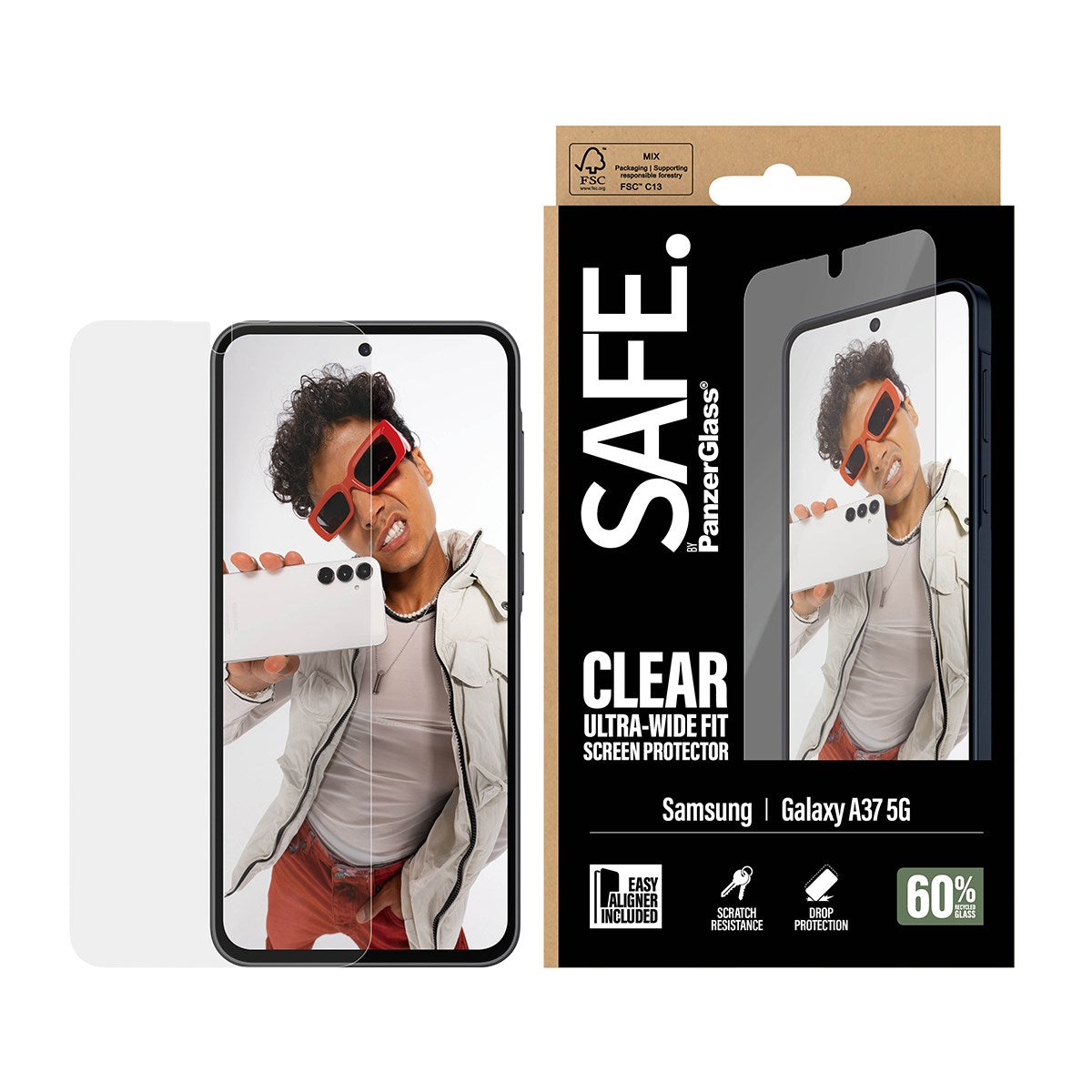 SAFE. by PanzerGlass® Skærmbeskyttelse Samsung Galaxy A37 5G | Ultra-Wide Fit m. EasyAligner