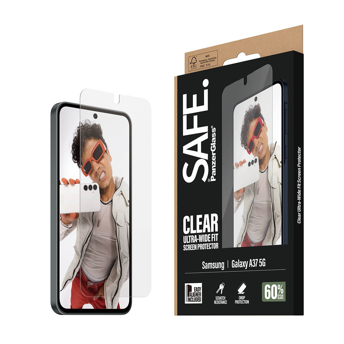 SAFE. by PanzerGlass® Skærmbeskyttelse Samsung Galaxy A37 5G | Ultra-Wide Fit m. EasyAligner