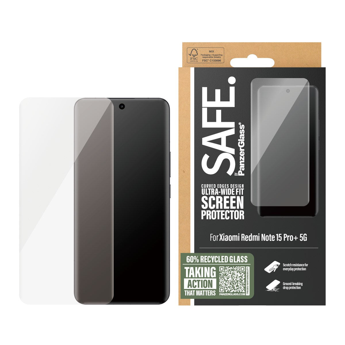 SAFE. by PanzerGlass® Skærmbeskyttelse Xiaomi Redmi Note 15 Pro+ 5G | Ultra-Wide Fit