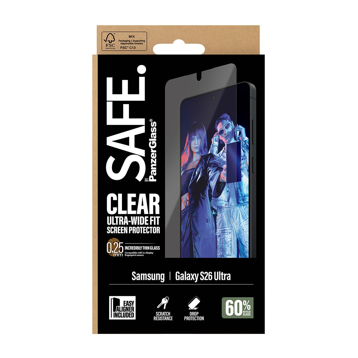 SAFE. by PanzerGlass® Skærmbeskyttelse Samsung Galaxy S26 Ultra | Ultra-Wide Fit m. EasyAligner m. EasyAligner