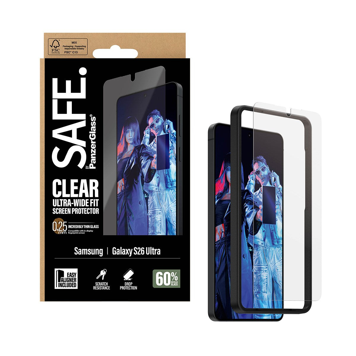 SAFE. by PanzerGlass® Skærmbeskyttelse Samsung Galaxy S26 Ultra | Ultra-Wide Fit m. EasyAligner m. EasyAligner
