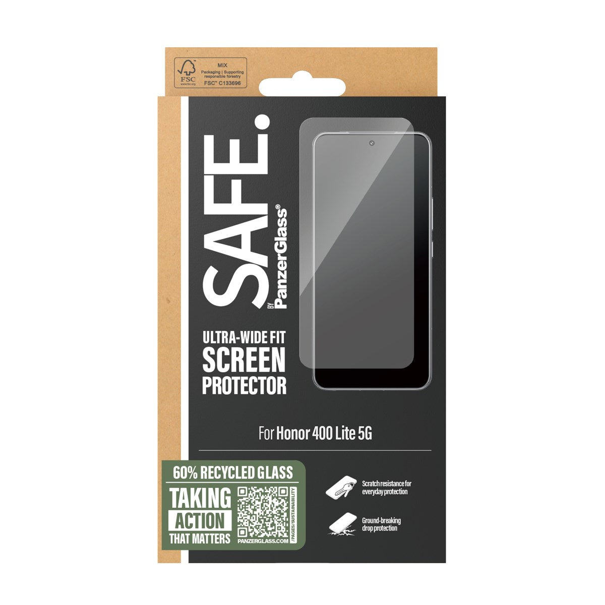 SAFE. by PanzerGlass® Skærmbeskyttelse m. Sort Ramme Honor 400 Lite 5G | Ultra-Wide Fit