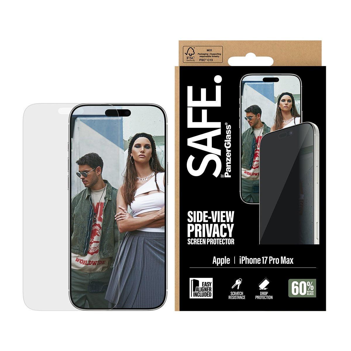 SAFE. by PanzerGlass® Privacy Skærmbeskyttelse iPhone 17 Pro Max | Ultra-Wide Fit m. EasyAligner