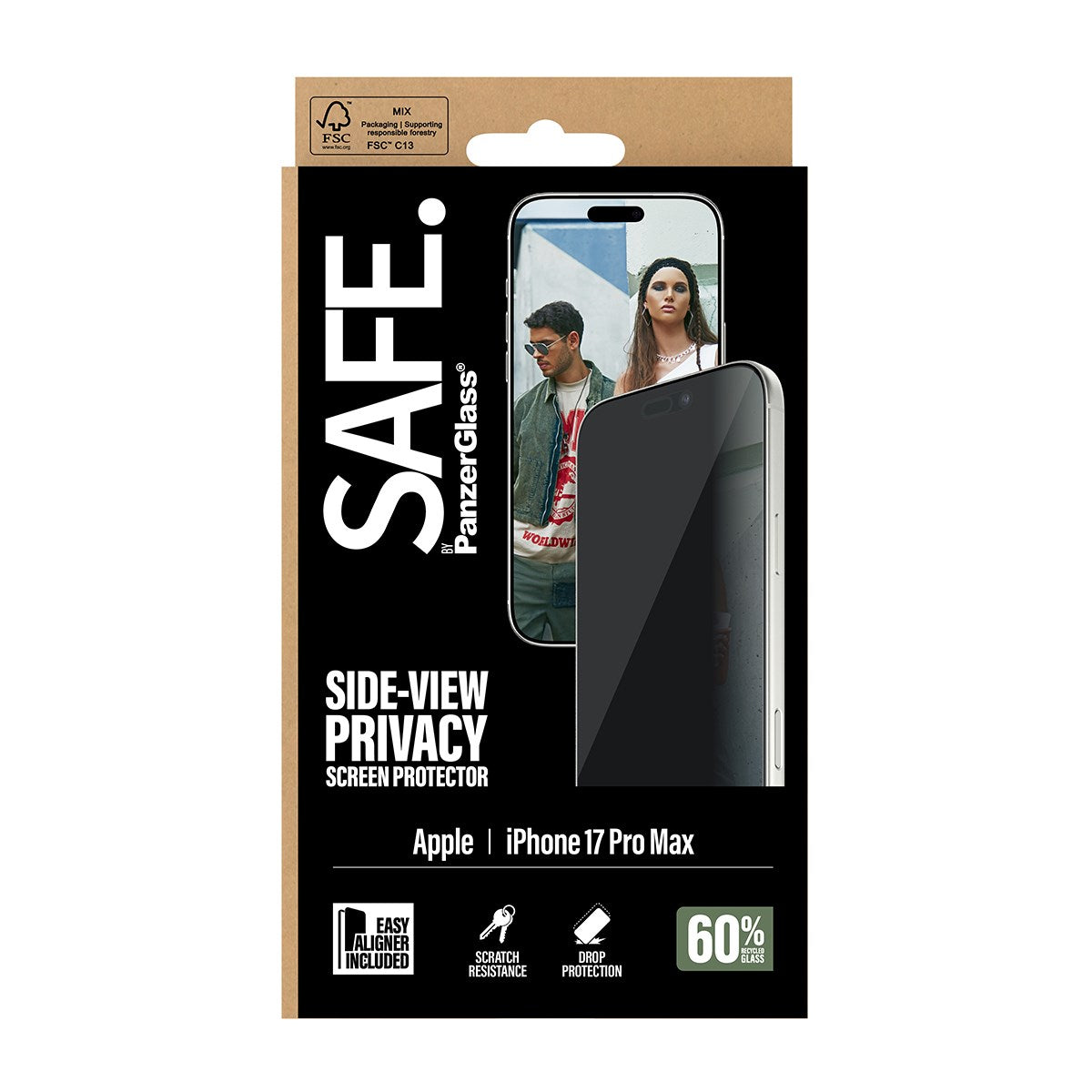 SAFE. by PanzerGlass® Privacy Skærmbeskyttelse iPhone 17 Pro Max | Ultra-Wide Fit m. EasyAligner