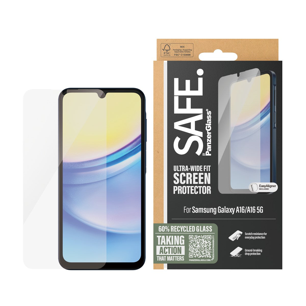 SAFE. by PanzerGlass® Skærmbeskyttelse Samsung Galaxy A16 | A16 5G | Ultra-Wide Fit