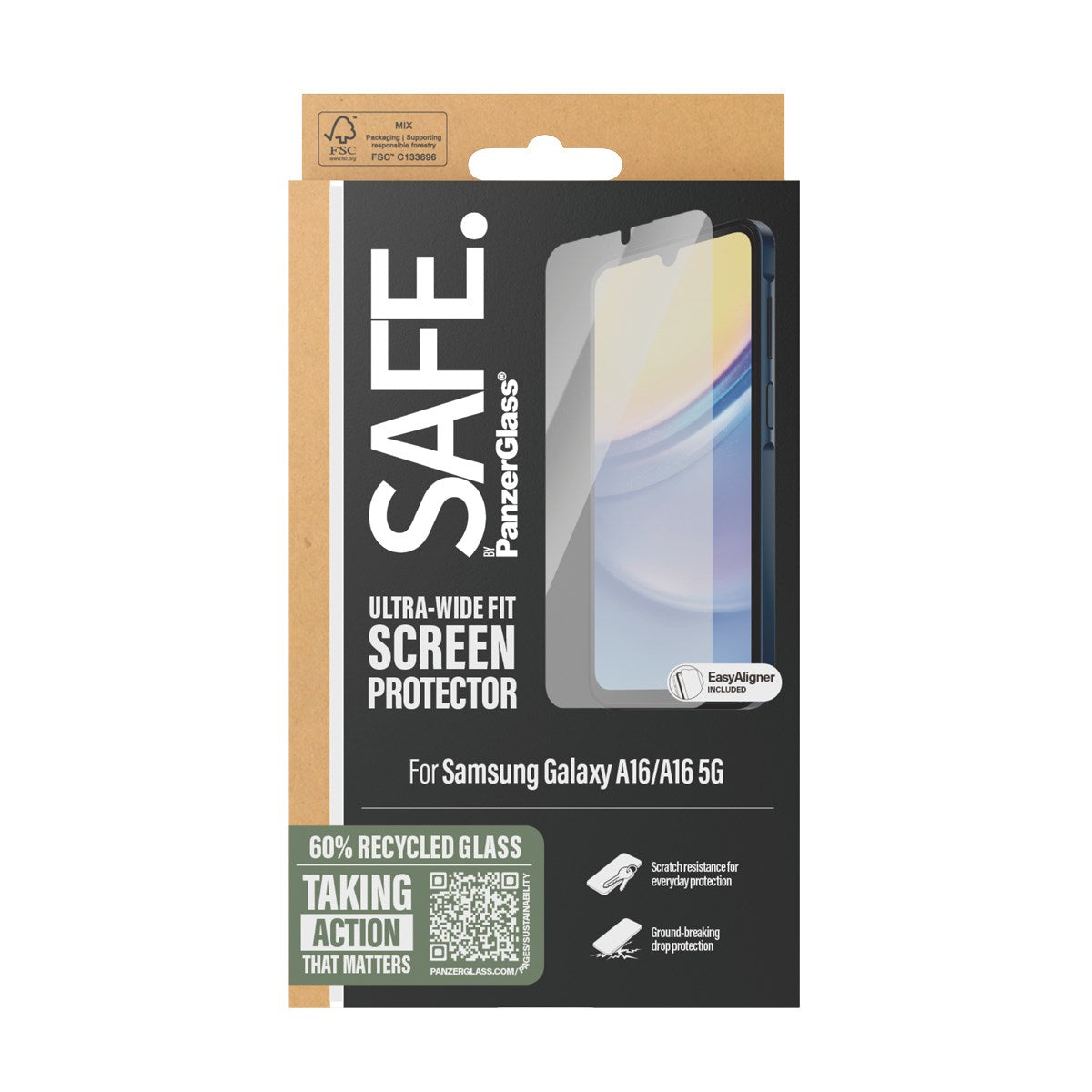 SAFE. by PanzerGlass® Skærmbeskyttelse Samsung Galaxy A16 | A16 5G | Ultra-Wide Fit