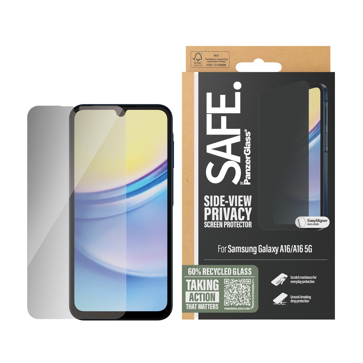 SAFE. by PanzerGlass® 2-Way Privacy Skærmbeskyttelse Samsung Galaxy A16 | A16 5G | Ultra-Wide Fit