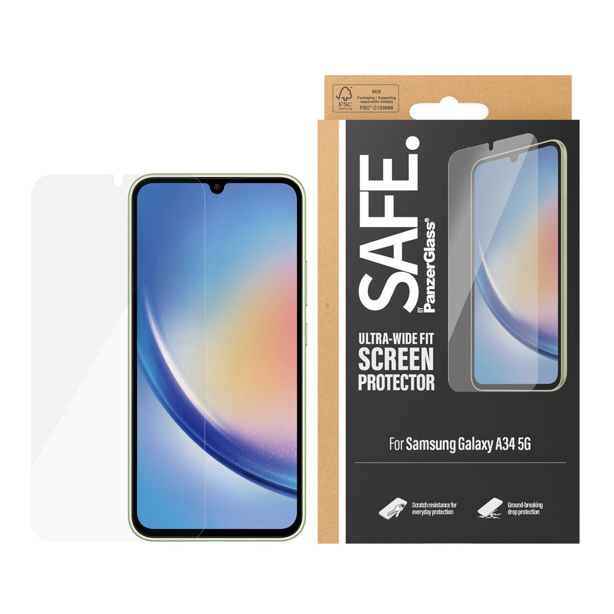 SAFE. by PanzerGlass® Skærmbeskyttelse Samsung Galaxy A34 5G | Ultra-Wide Fit