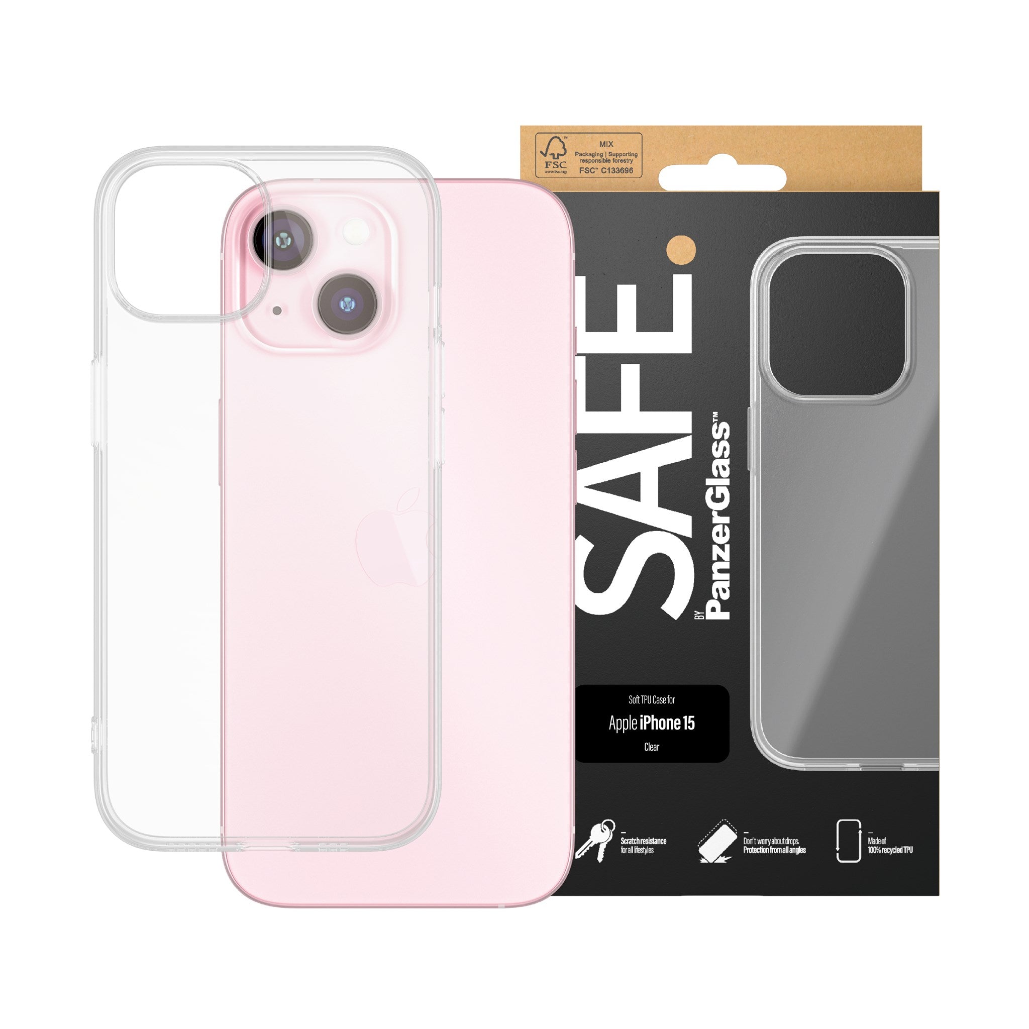 SAFE. by PanzerGlass® TPU Case Transparent iPhone 15