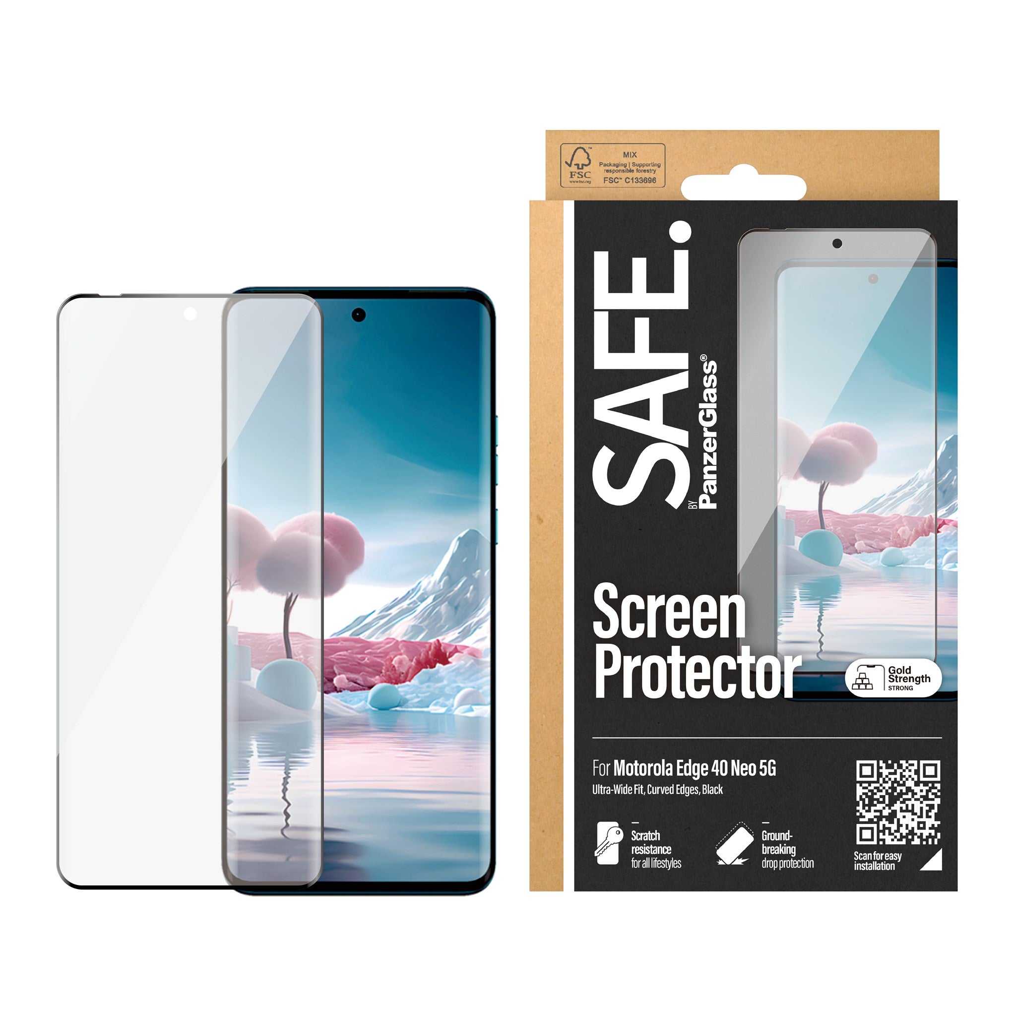 SAFE. by PanzerGlass® Skærmbeskyttelse Motorola Edge 40 Neo | Ultra-Wide Fit